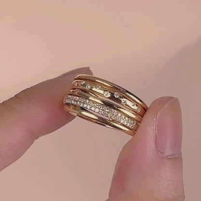 18K Gold Layered Starry Diamond Ring