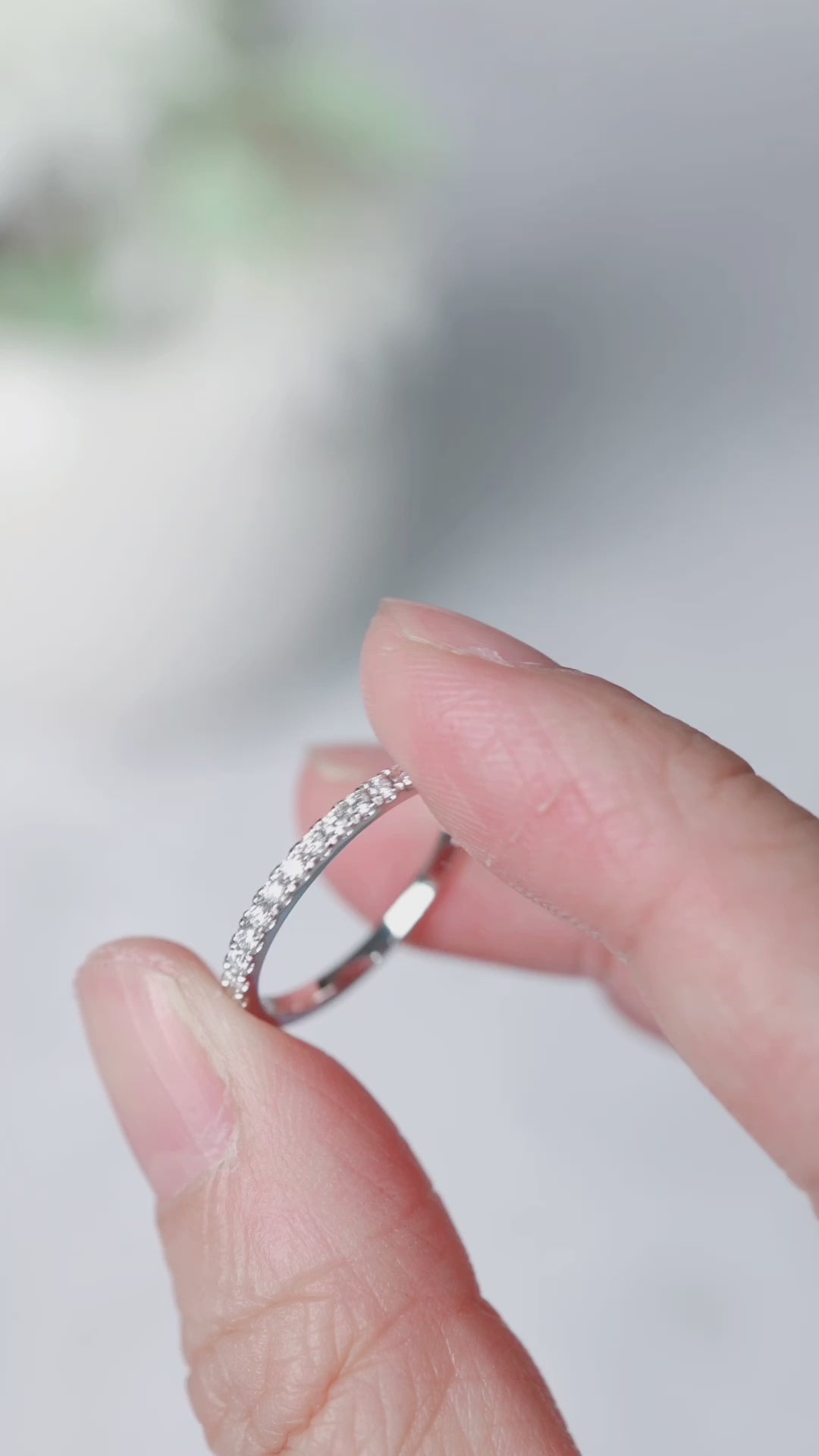 0.23 ct.tw. Stackable Half-Eternity Natural Diamond Band Ring in 18K Gold