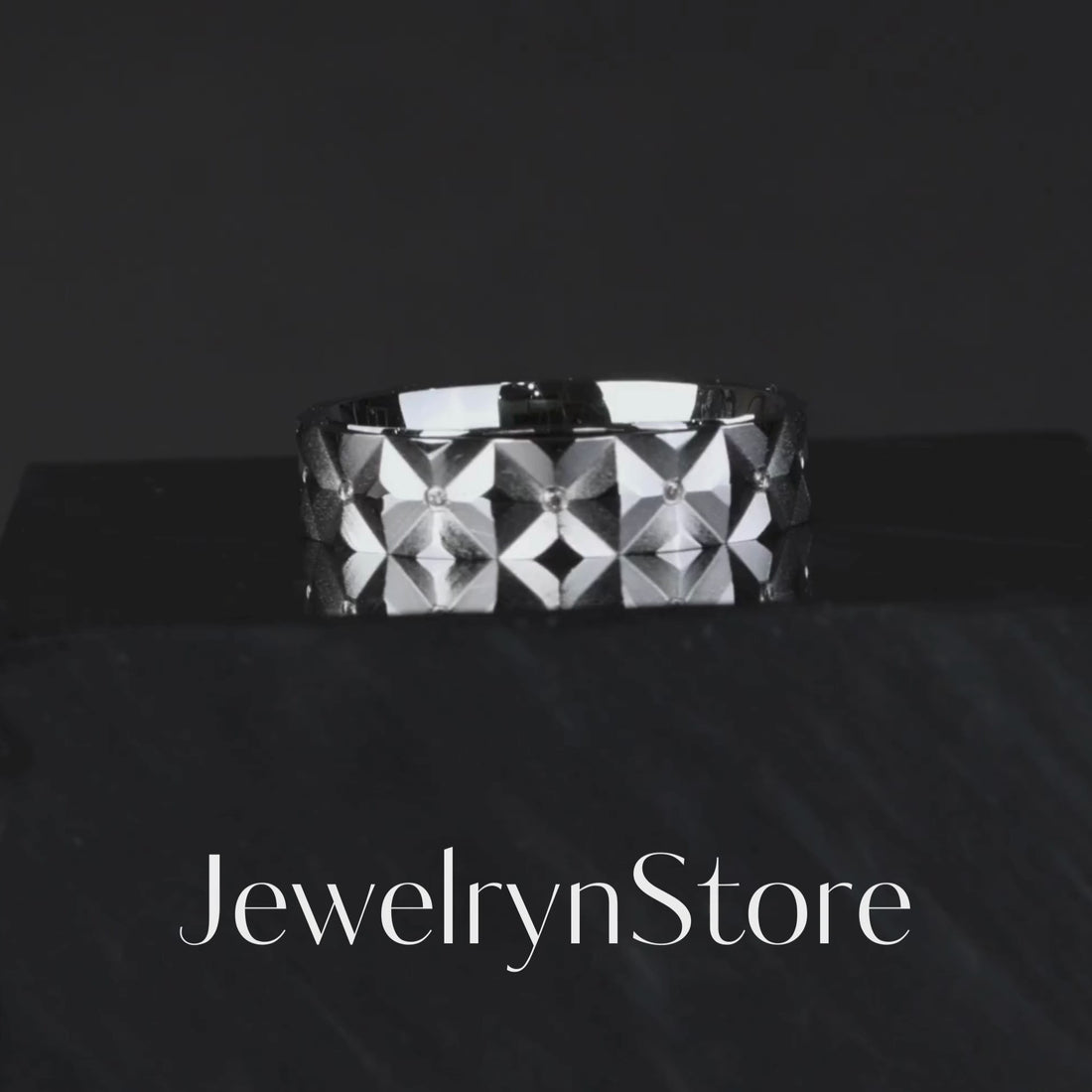 18K Gold Unisex Geometric Band Ring