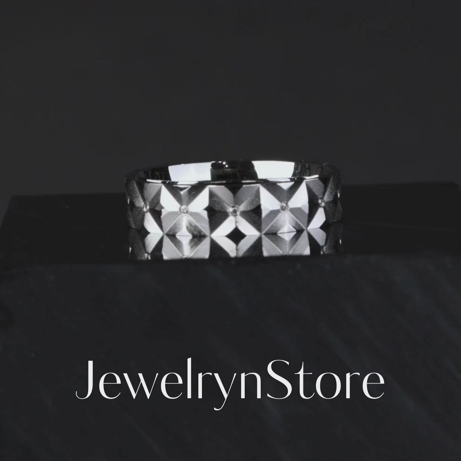18K Gold Unisex Geometric Band Ring
