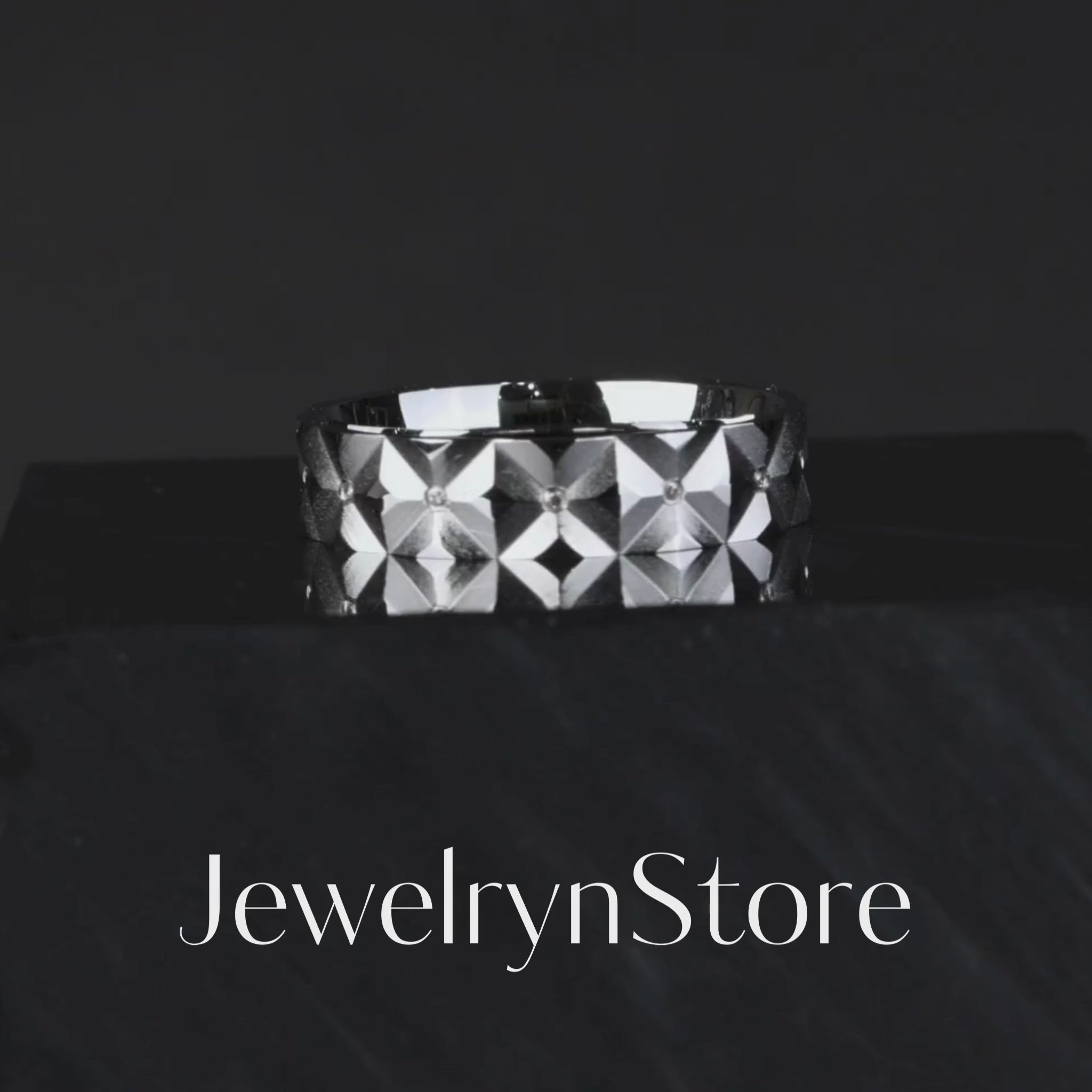 18K Gold Unisex Geometric Band Ring