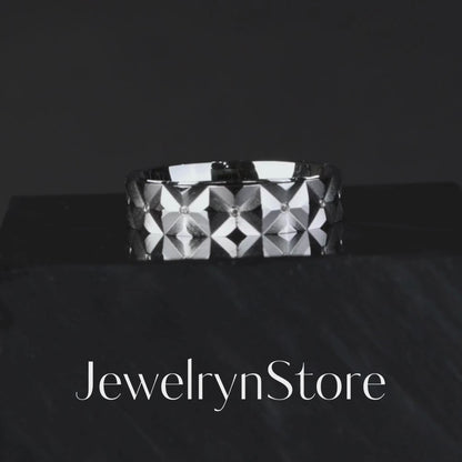 18K Gold Unisex Geometric Band Ring