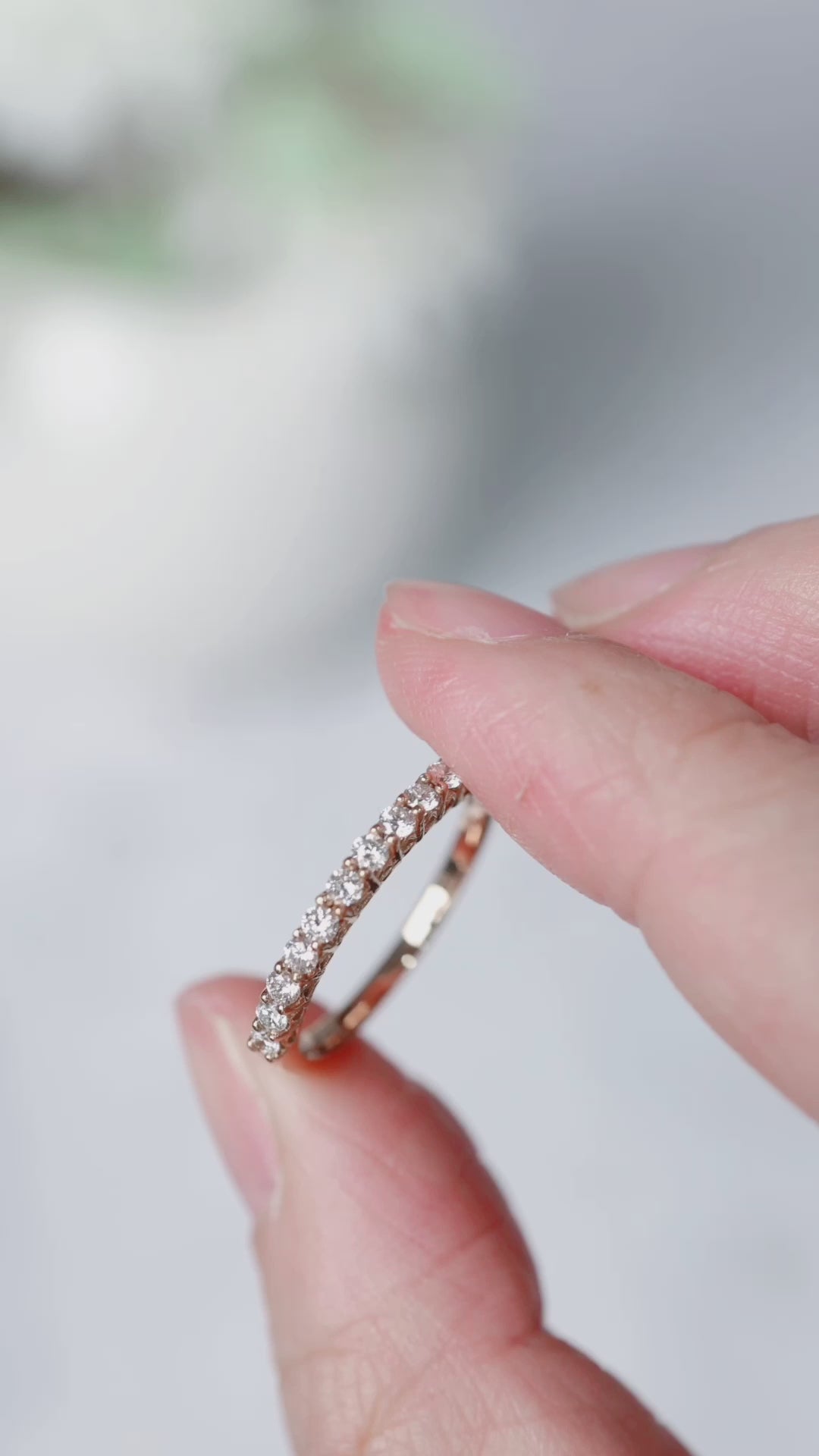 0.32 ct.tw. Stackable Half-Eternity Natural Diamond Band Ring in 18K Gold