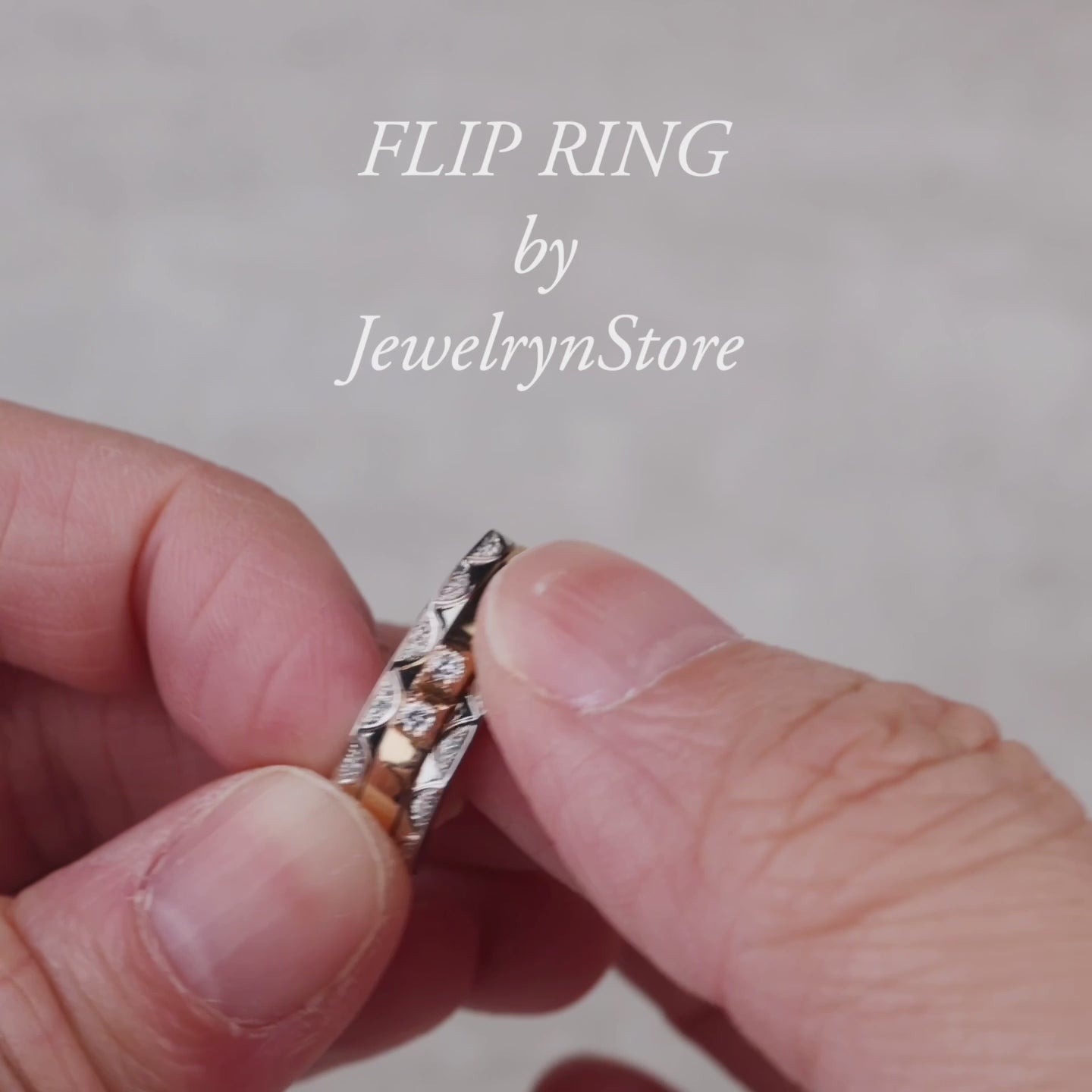 18K Gold Two-Flips Diamond Ring（1 Rings with 6 Styles)