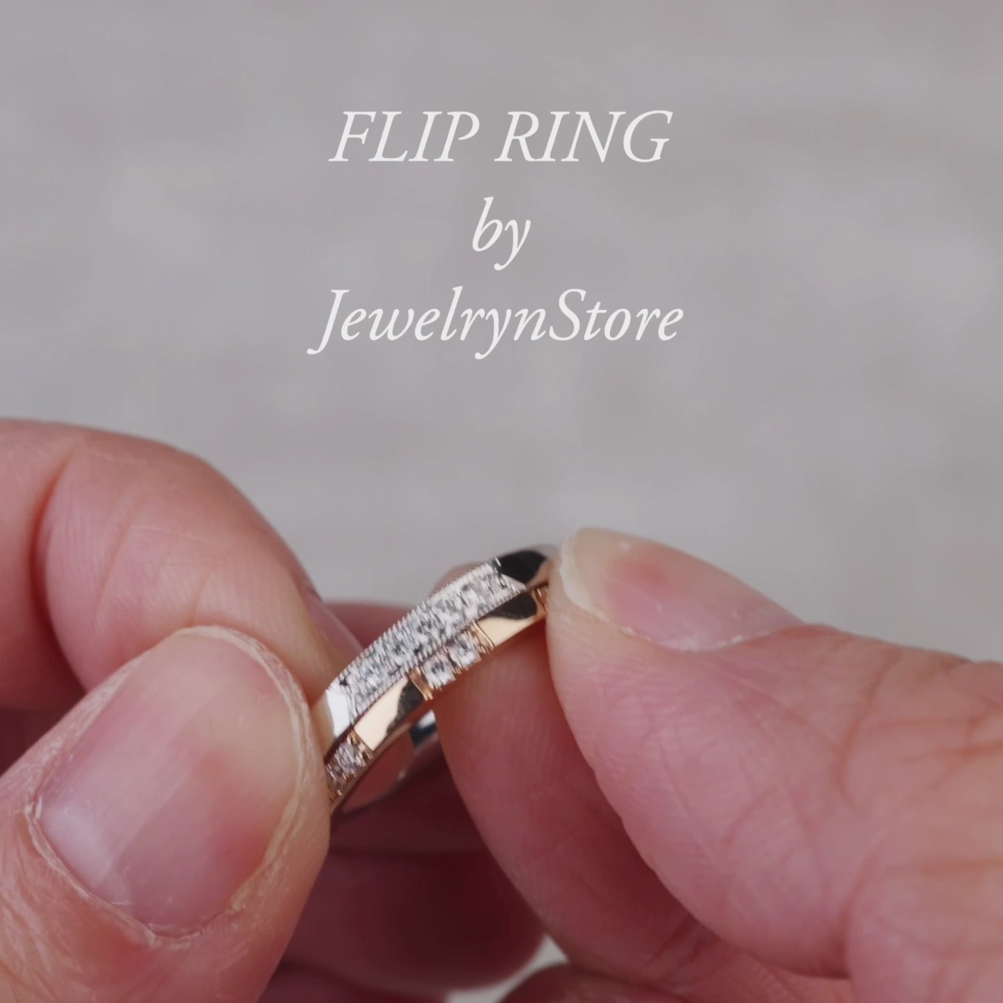18K Gold One-Flip Diamond and Sapphire Ring（1 Rings with 4 Styles)