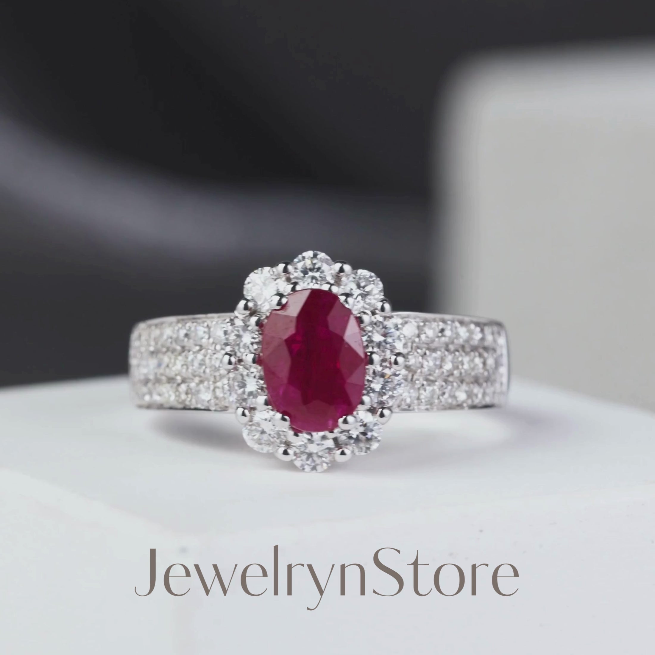 1.00ct.t.w. Nature Ruby Halo Diamond Ring in 18K Gold