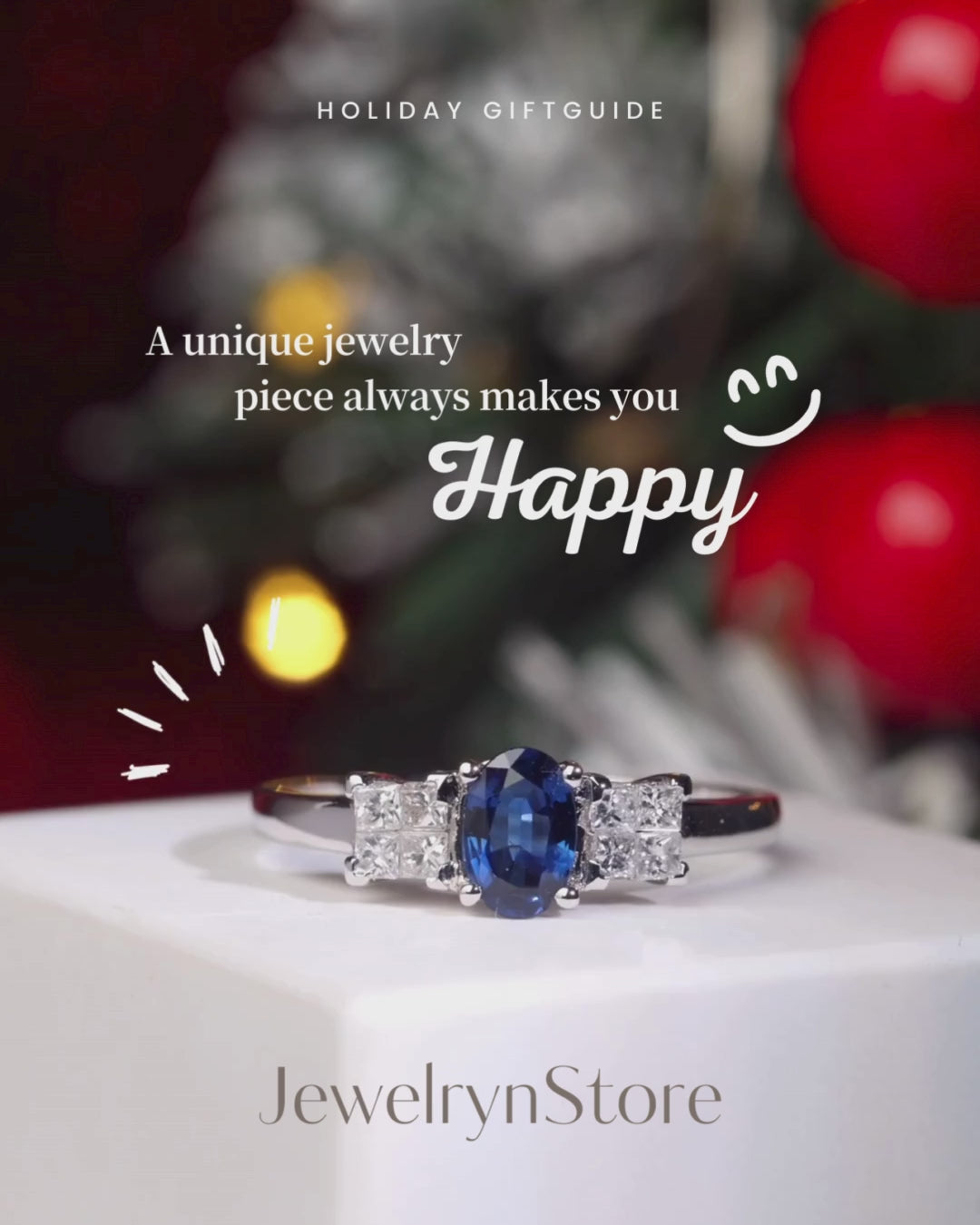 0.56 ct. Natural Blue Sapphire and Diamond Ring in 18K White Gold