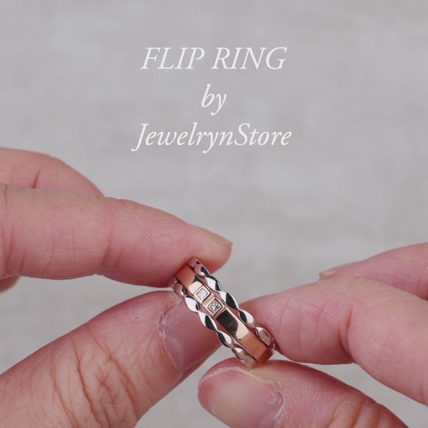 18K Gold Two-Flips Diamond RingÔºà1 Rings with 6 Styles)
