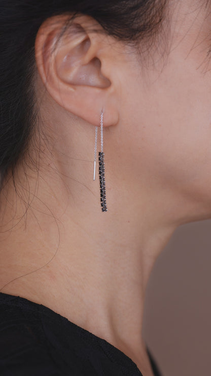 18K Gold Black Diamond Drop Earrings