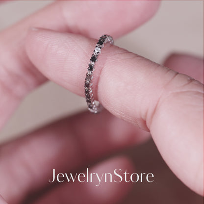 18K Gold Black Diamond Eternity Soft Ring
