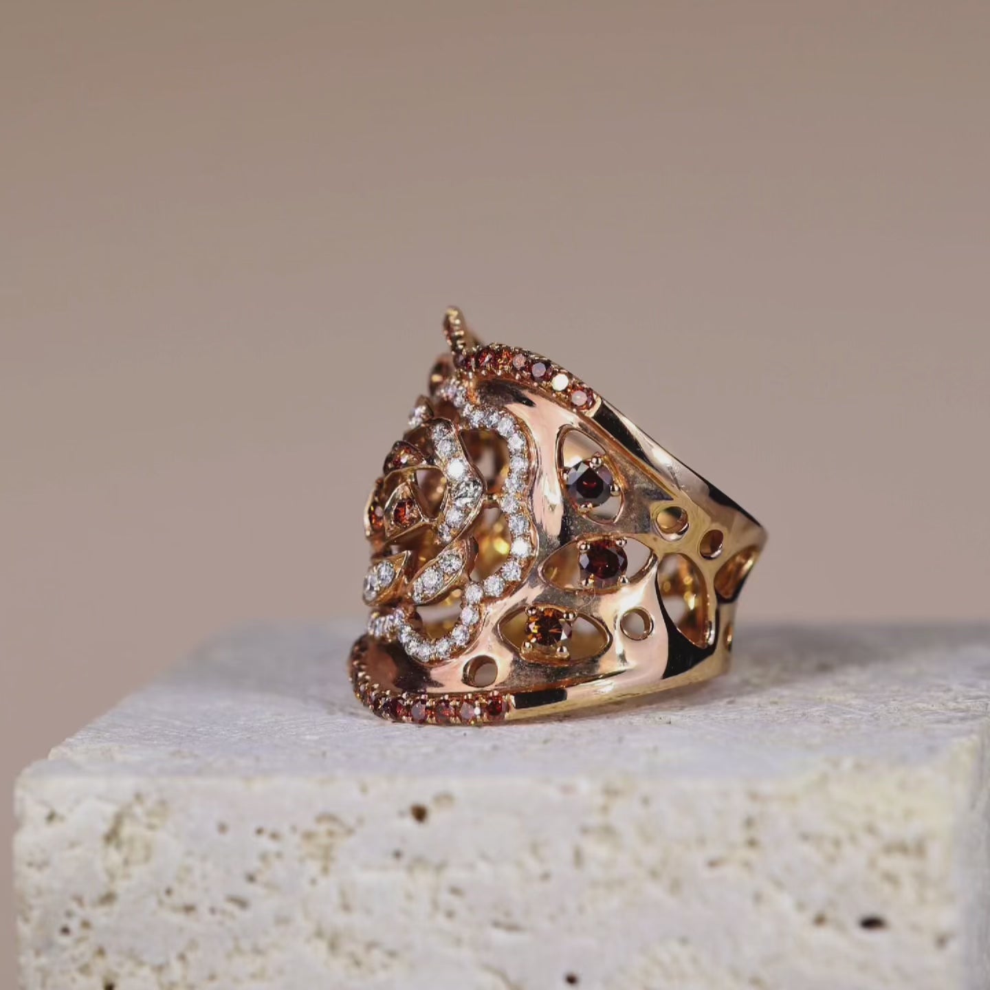18K Gold Midnight Rose Diamond Ring
