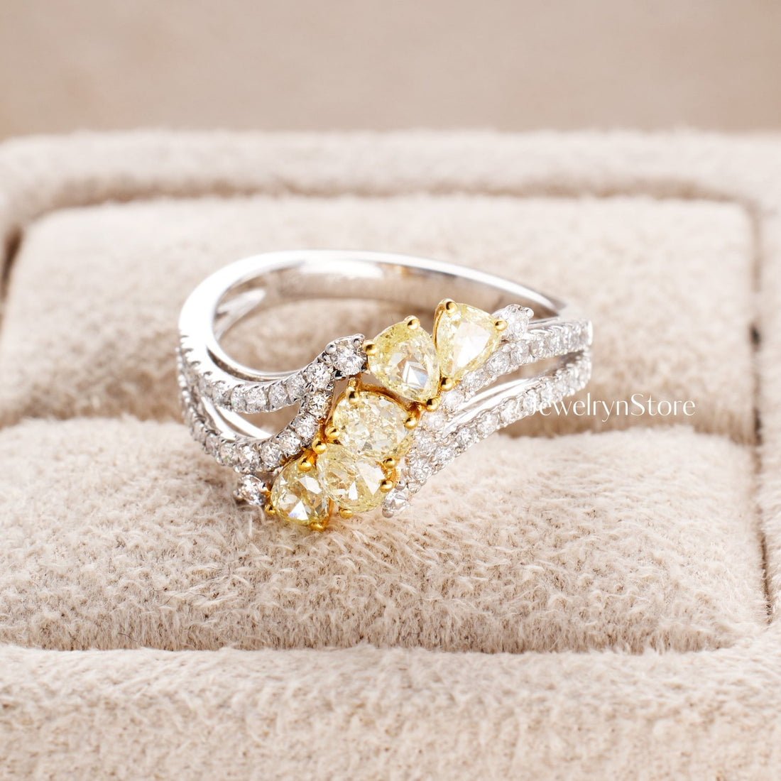 Yellow Diamond Twist Shank Ring - Jewelry And Store