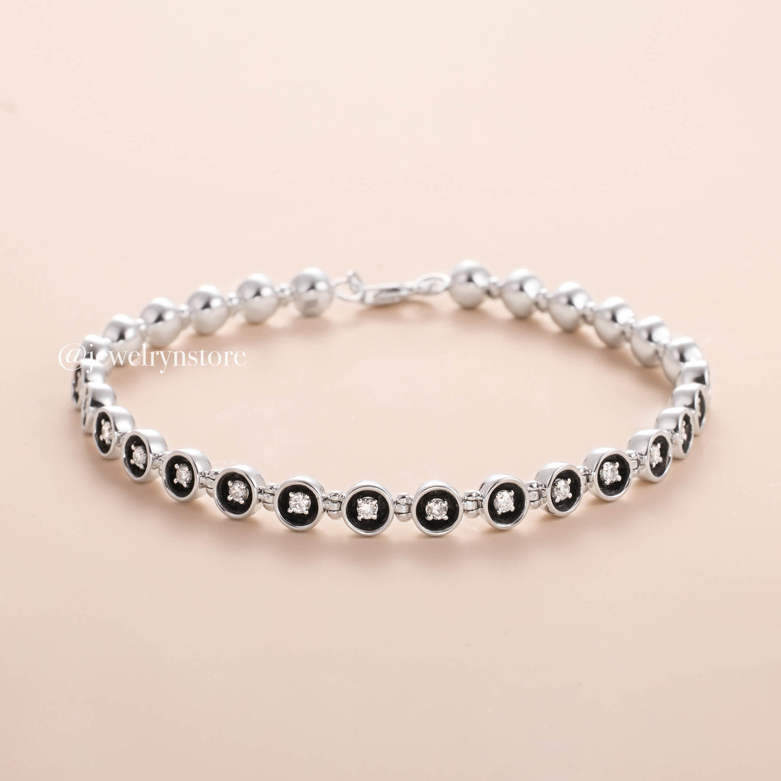 18K Natural Diamond Station Bracelet - Jewelry And Store