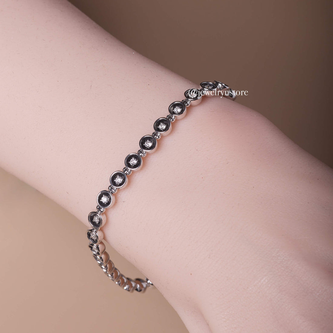 18K Natural Diamond Station Bracelet - Jewelry And Store