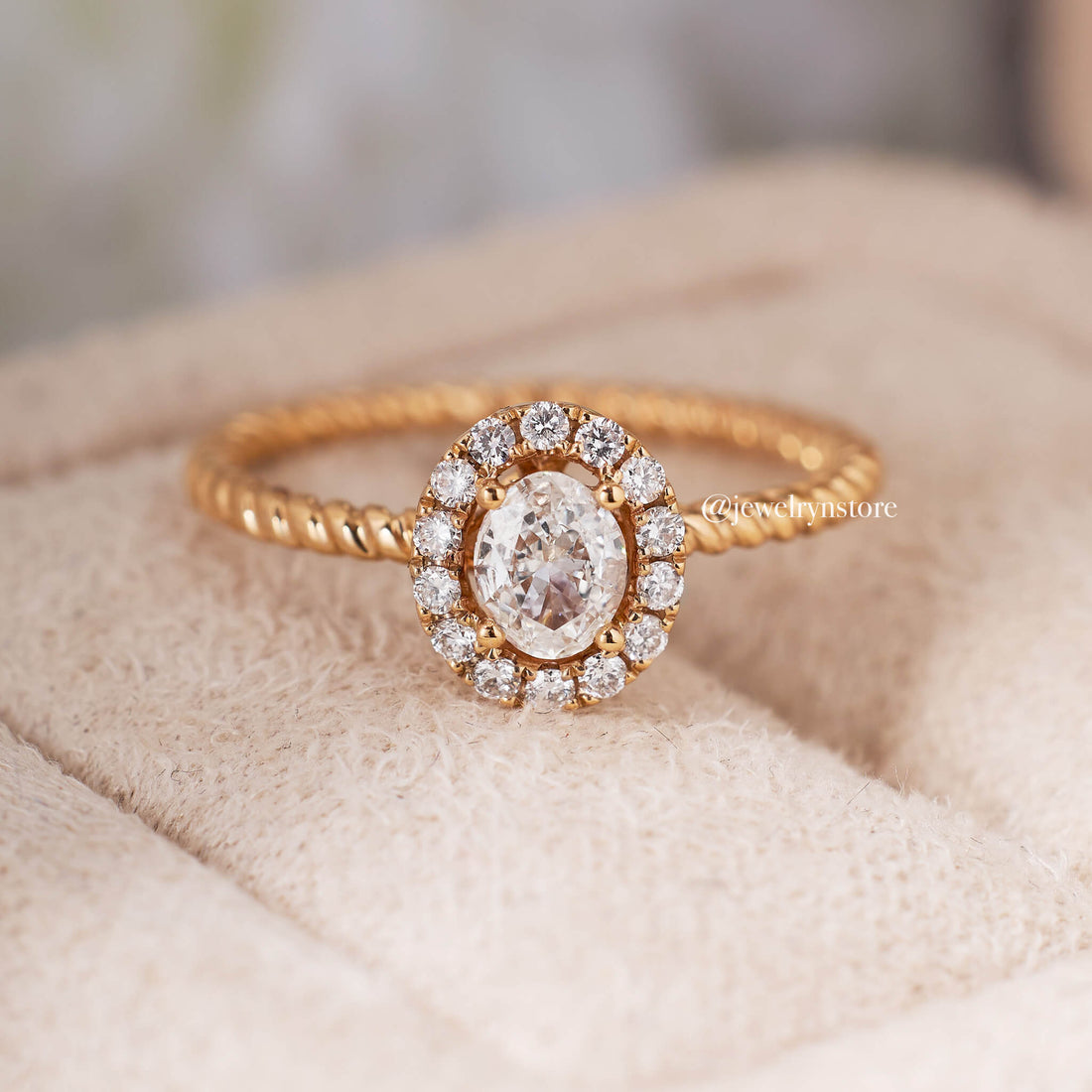 0.45 ct.tw. Oval - Cut Diamond Halo Ring - Jewelry And Store