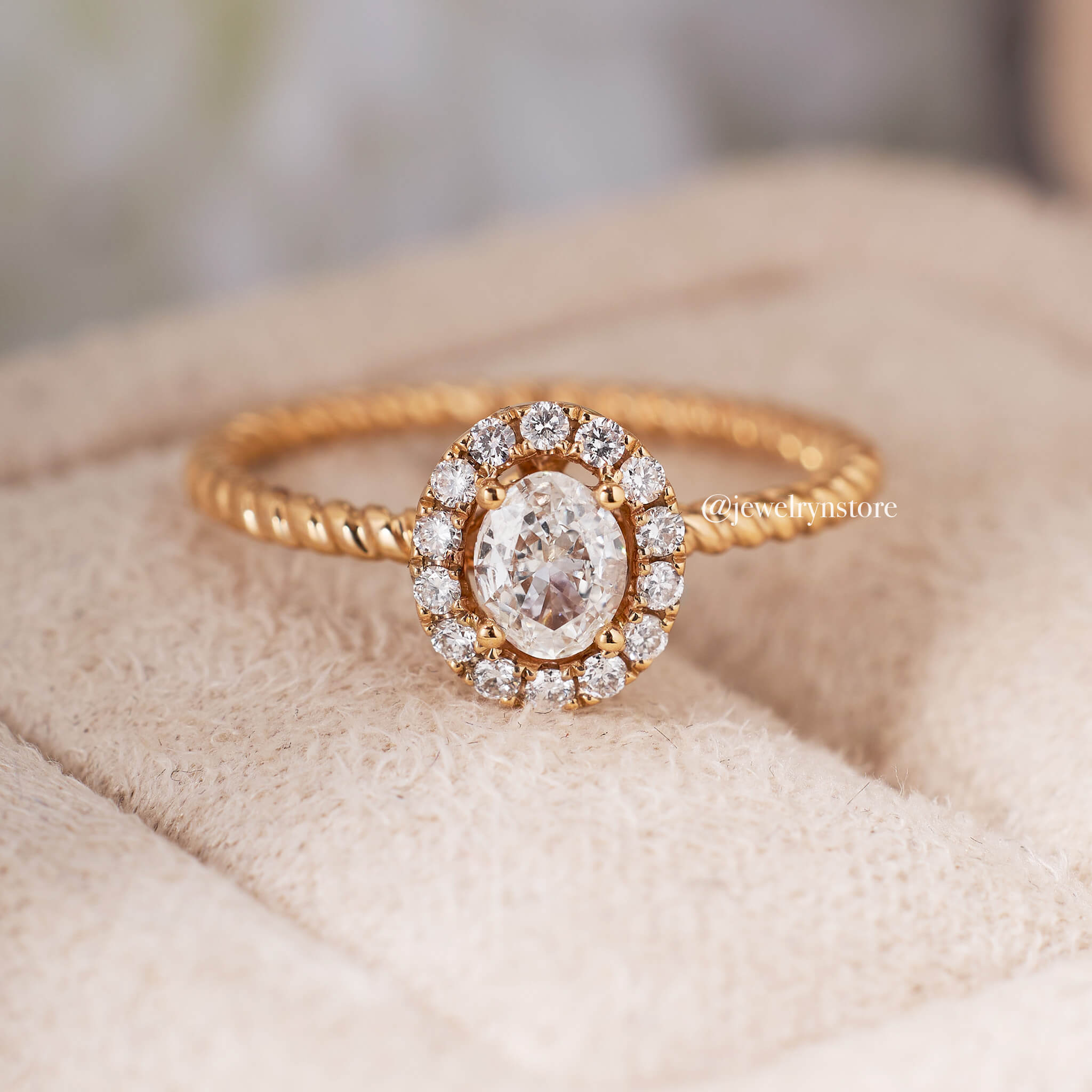 0.45 ct.tw. Oval - Cut Diamond Halo Ring - Jewelry And Store