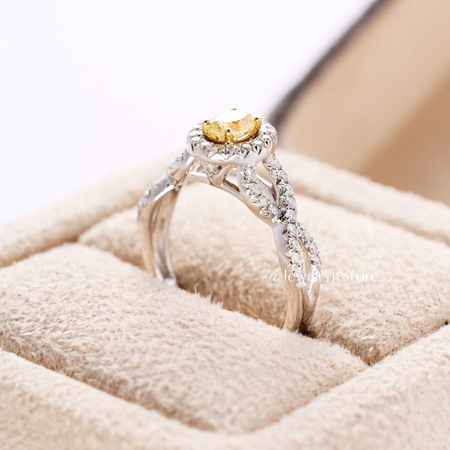 Yellow Diamond Twist Shank Engagement Ring - Jewelry And Store