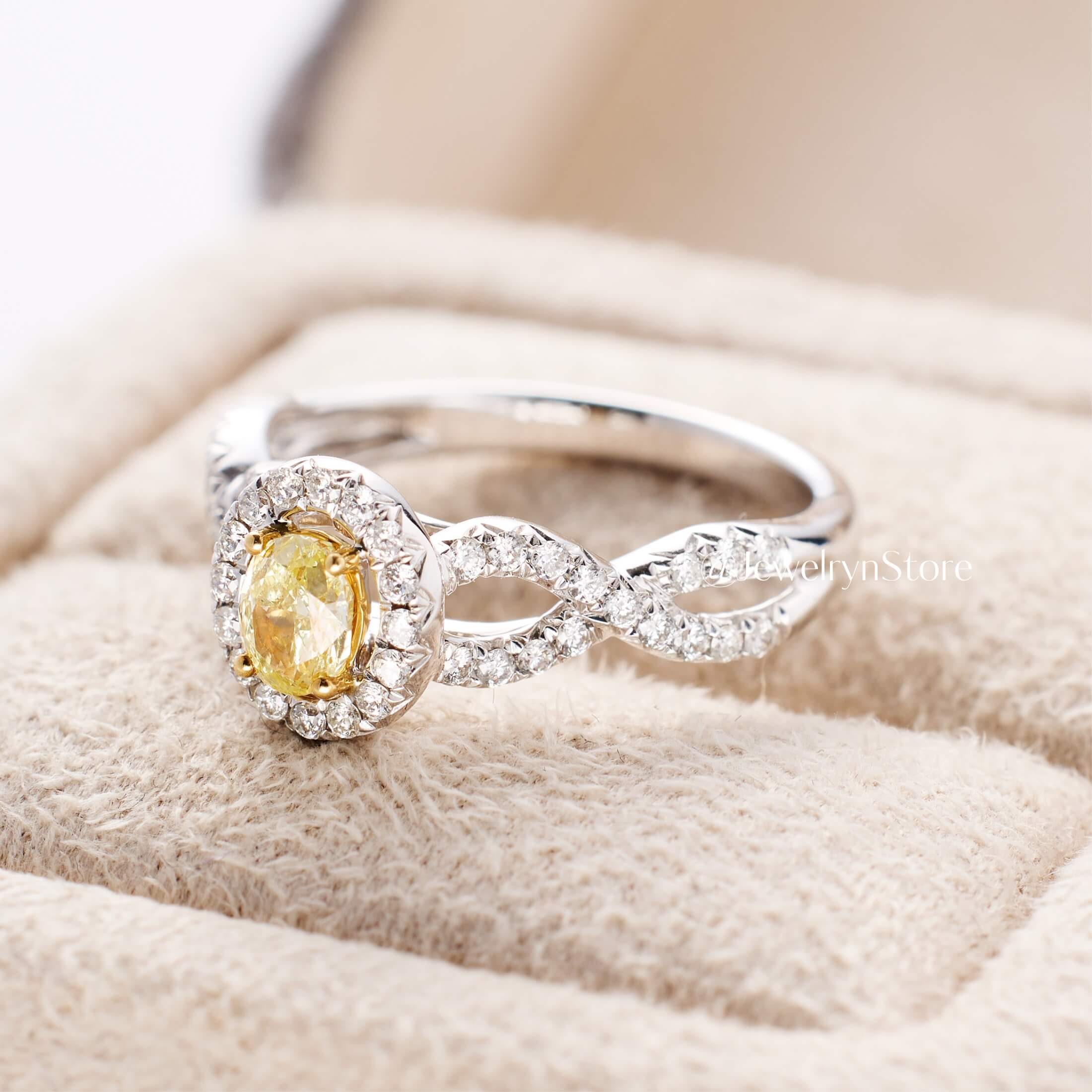 Yellow Diamond Twist Shank Engagement Ring - Jewelry And Store