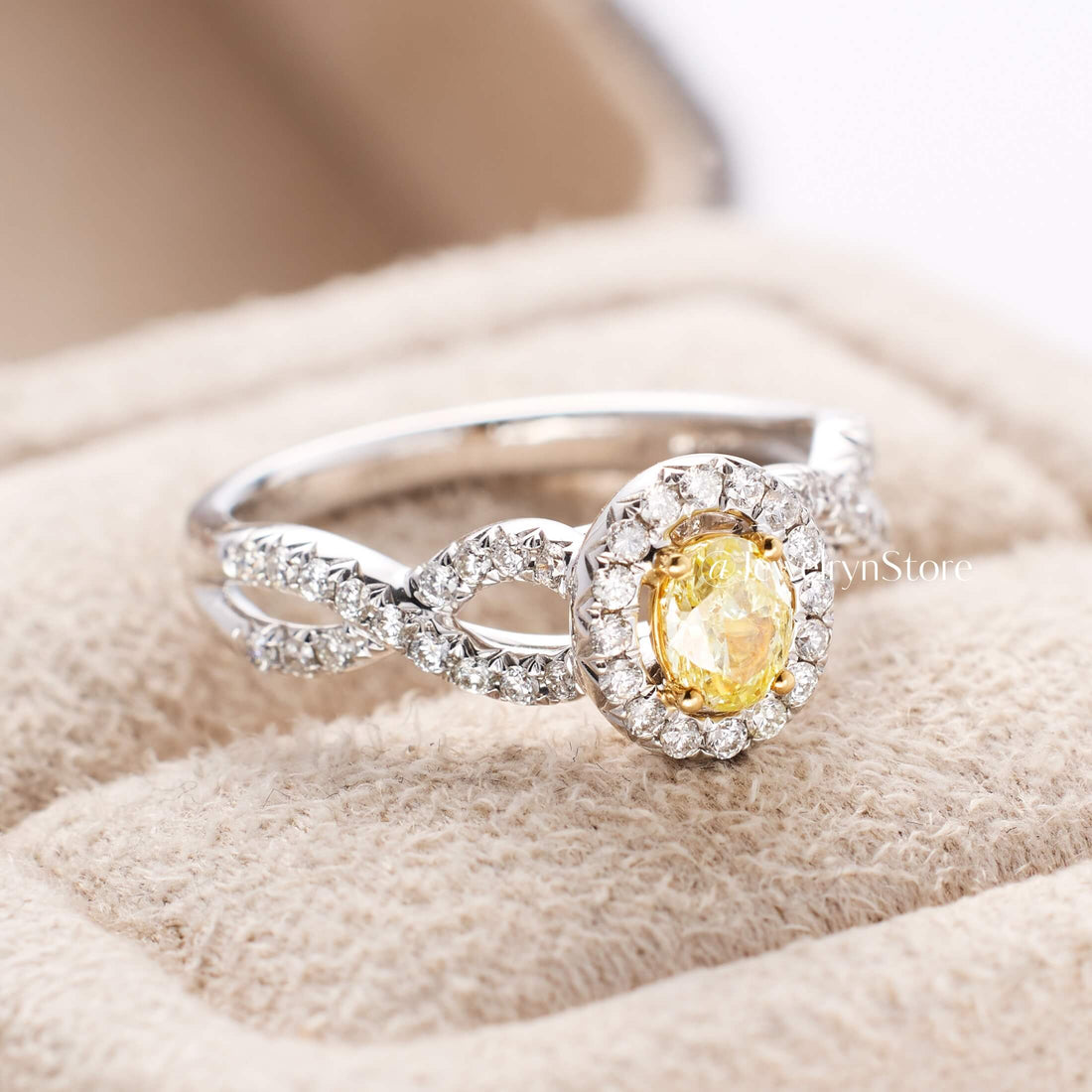 Yellow Diamond Twist Shank Engagement Ring