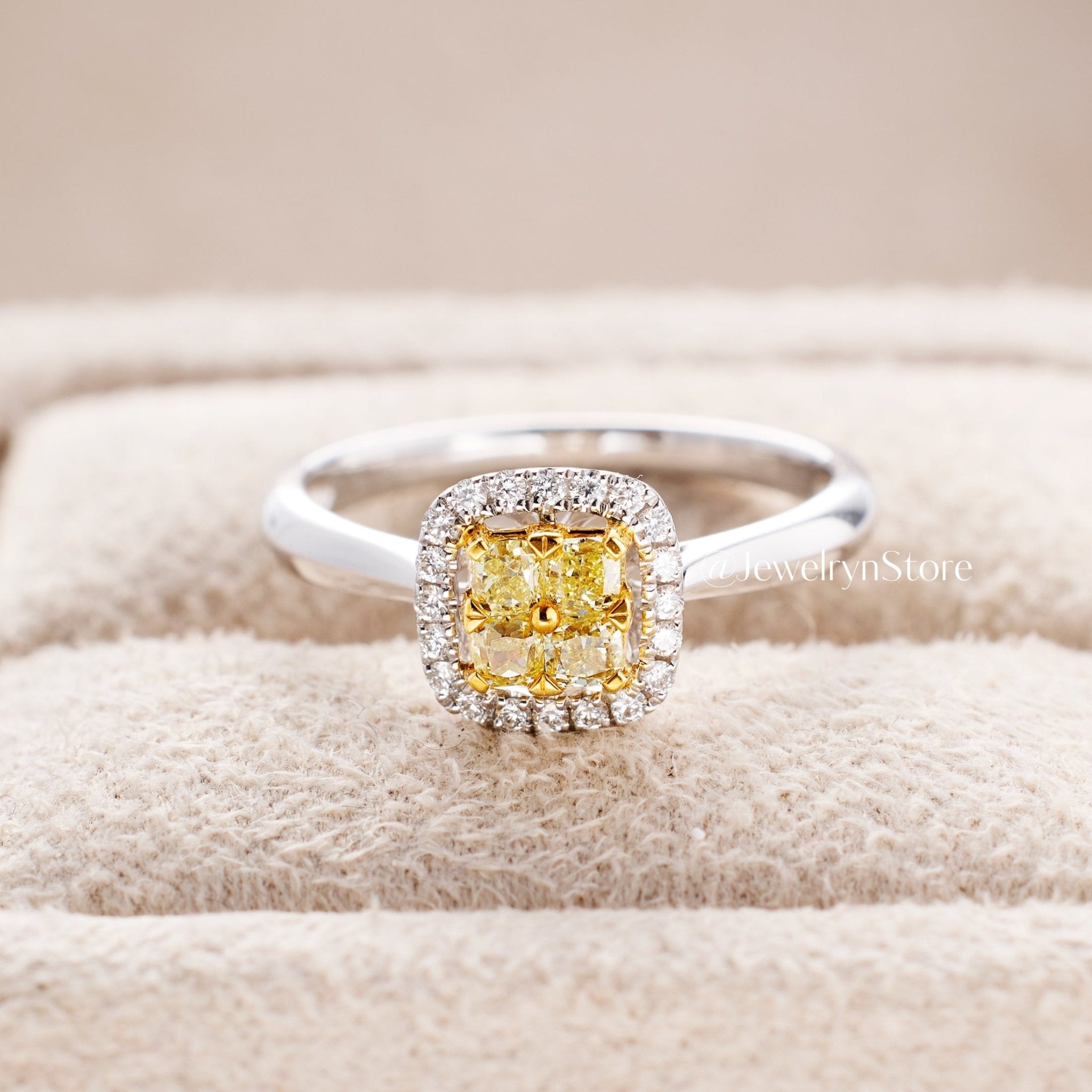 Yellow Diamond Halo Engagement Ring - Jewelry And Store