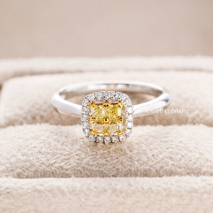 Yellow Diamond Halo Engagement Ring - Jewelry And Store