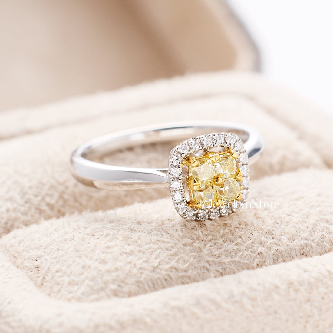 Yellow Diamond Halo Engagement Ring - Jewelry And Store