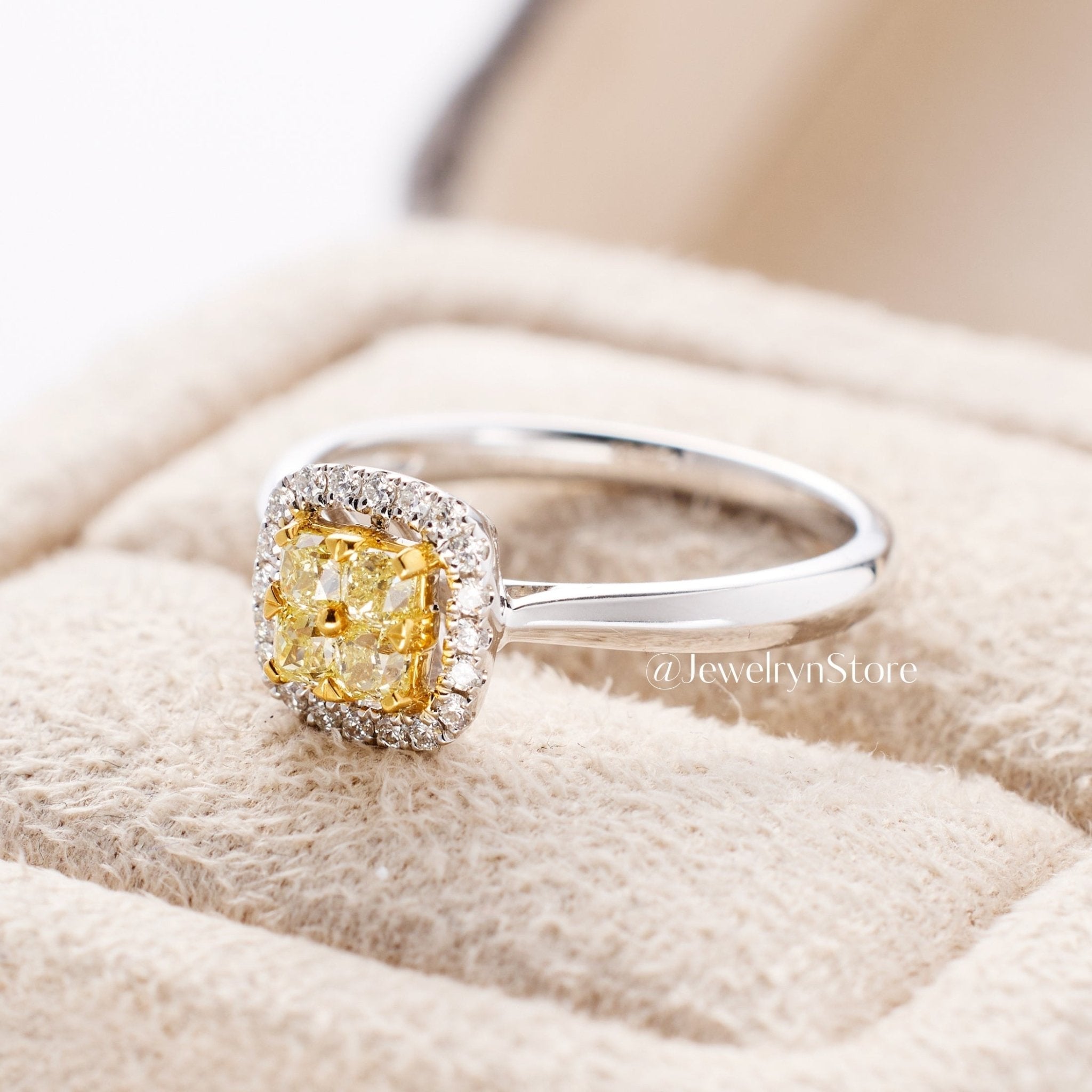 Yellow Diamond Halo Engagement Ring - Jewelry And Store