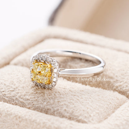 Yellow Diamond Halo Engagement Ring - Jewelry And Store