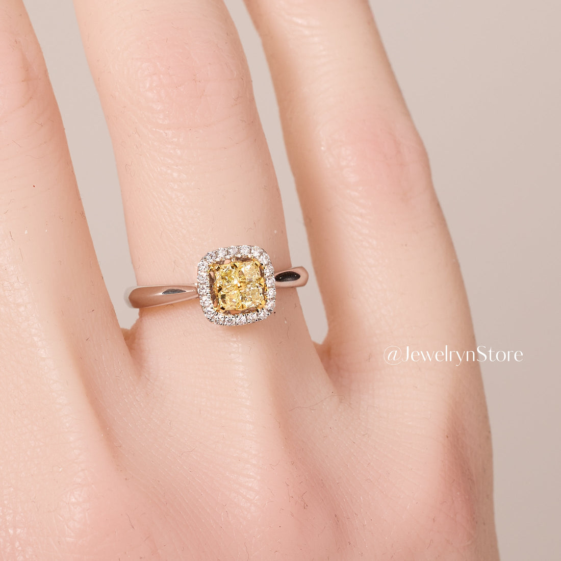 Yellow Diamond Halo Engagement Ring