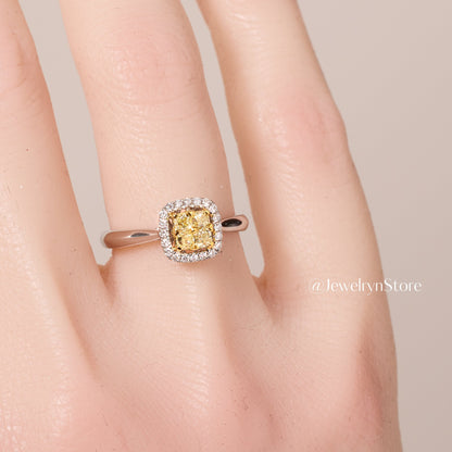 Yellow Diamond Halo Engagement Ring - Jewelry And Store