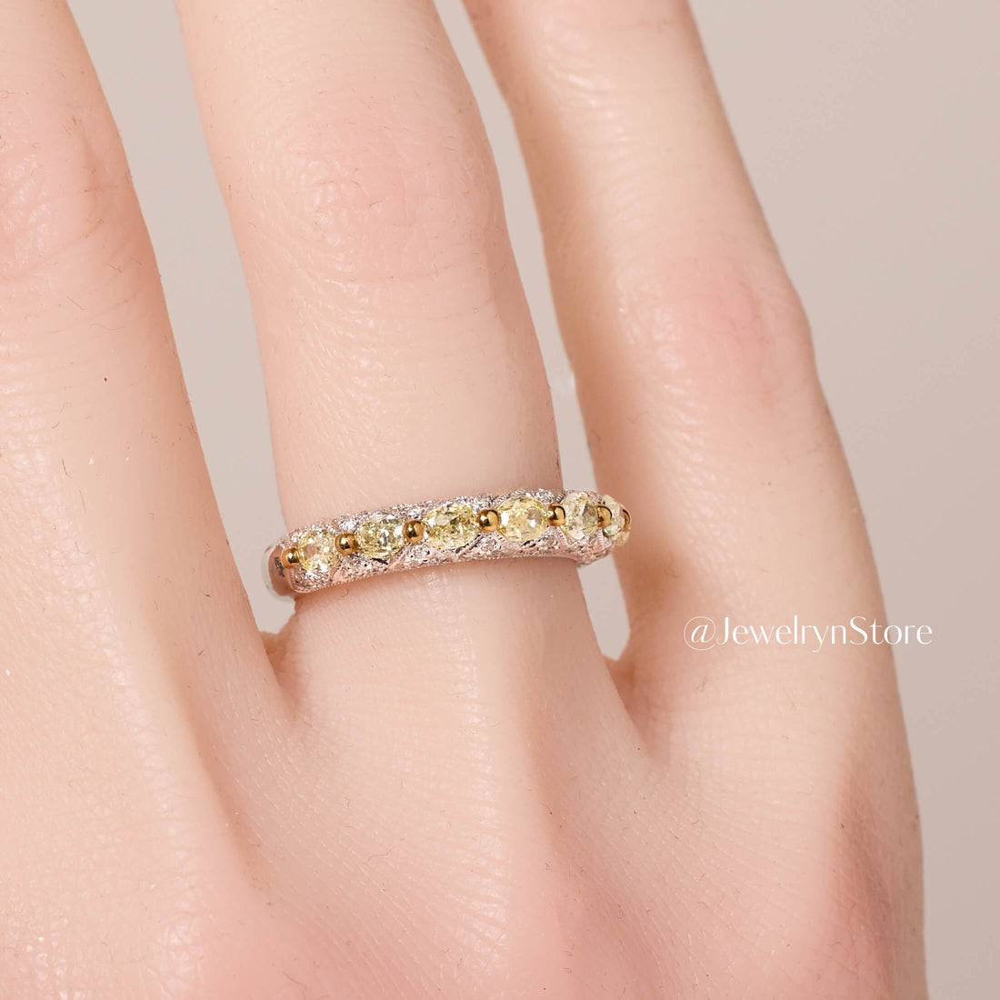 Vintage-Inspired Yellow Diamond Stackable Band