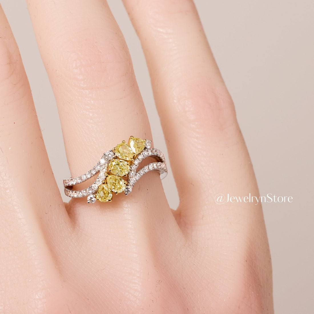 Yellow Diamond Twist Shank Ring