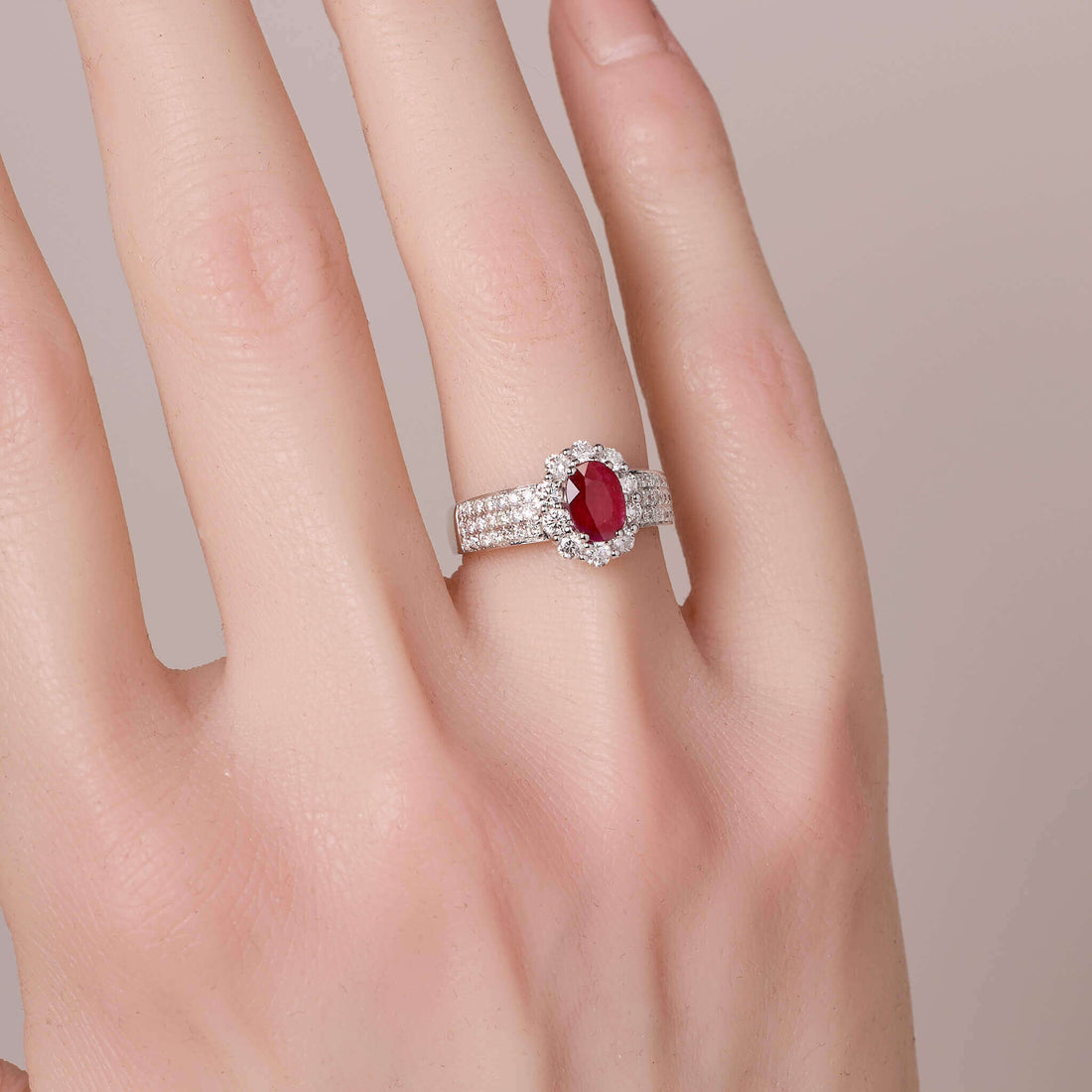 1.00ct.t.w. Vintage-styled Nature Ruby Halo Diamond Ring