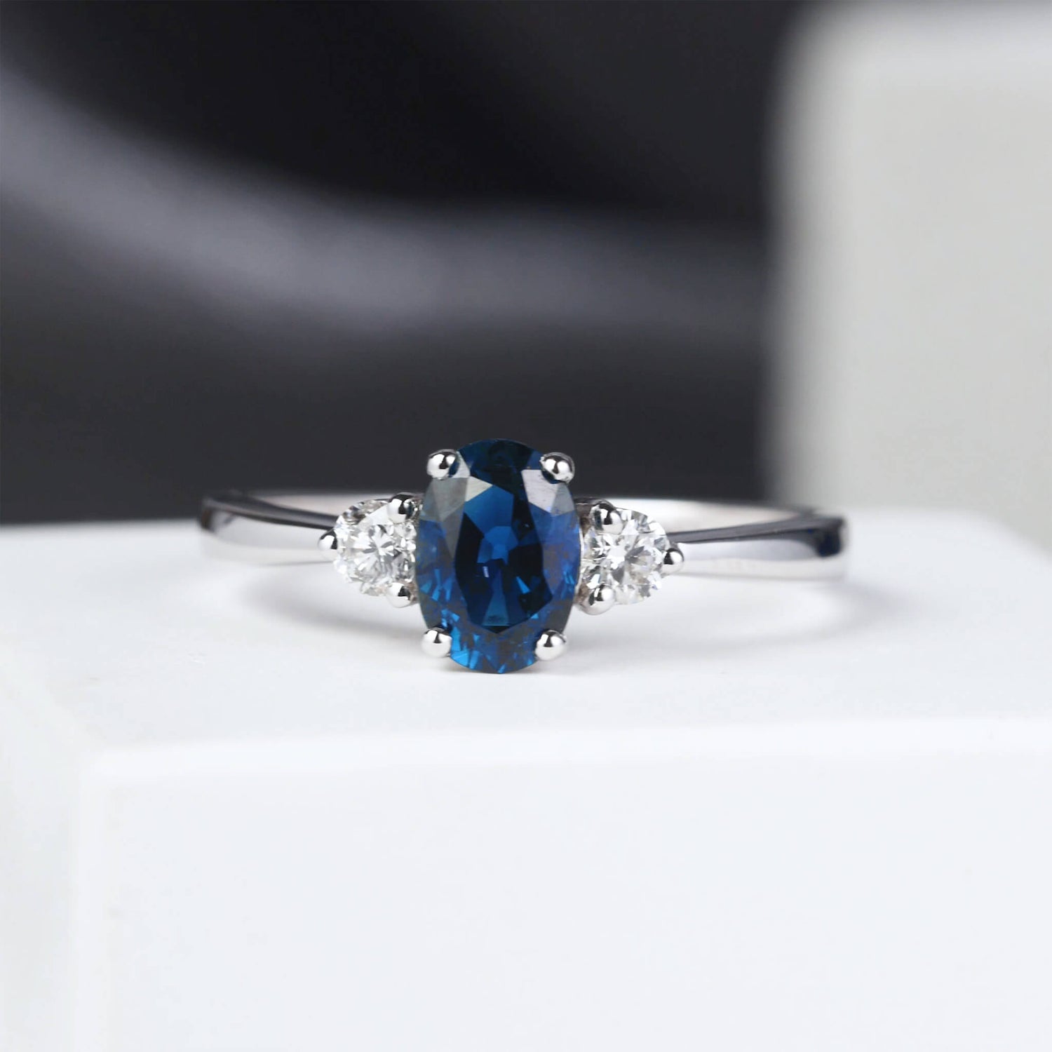 1.14 ct.tw. Vintage - styled Natural Blue Sapphire &amp; Diamond Ring - Jewelry And Store