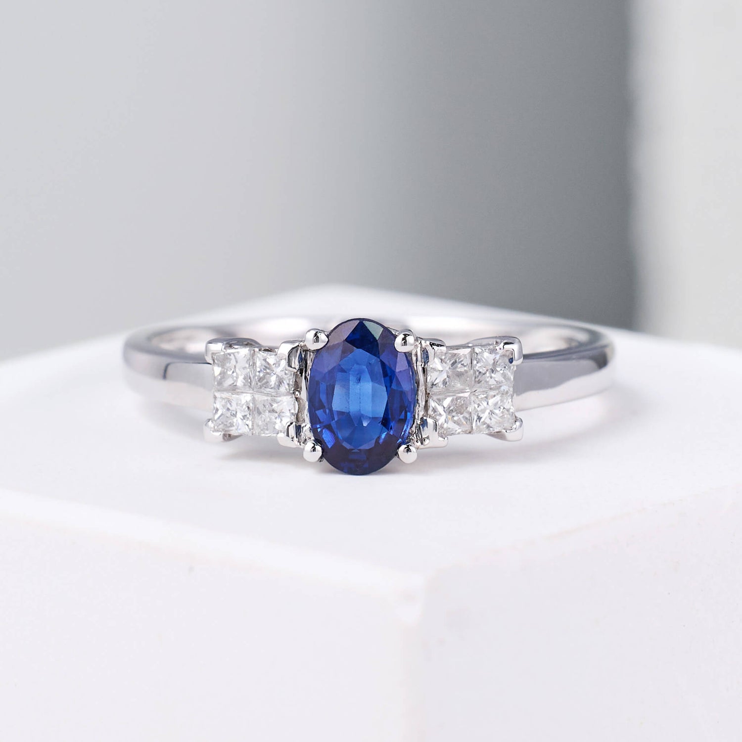0.56 ct.tw. Natural Blue Sapphire &amp; Diamond Ring - Jewelry And Store