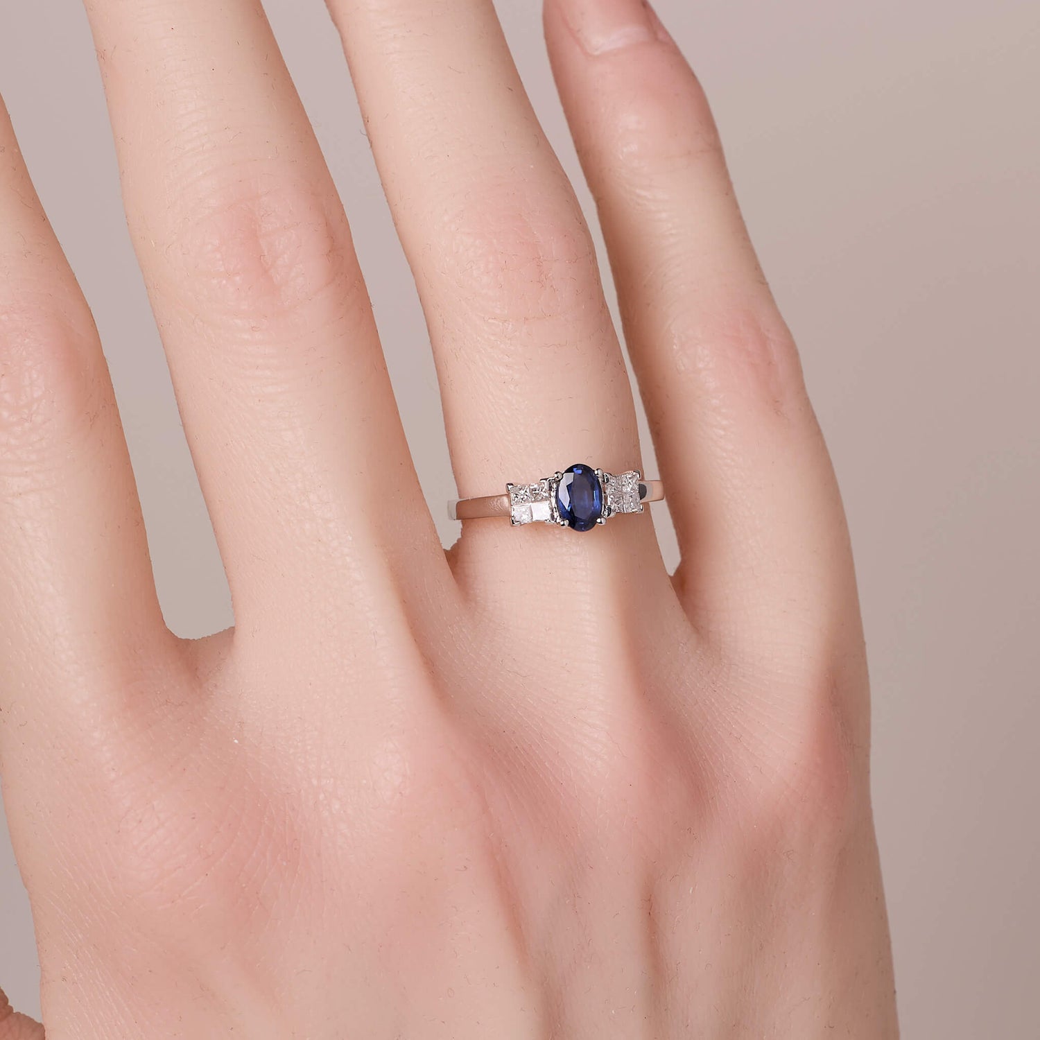 0.56 ct.tw. Natural Blue Sapphire &amp; Diamond Ring - Jewelry And Store