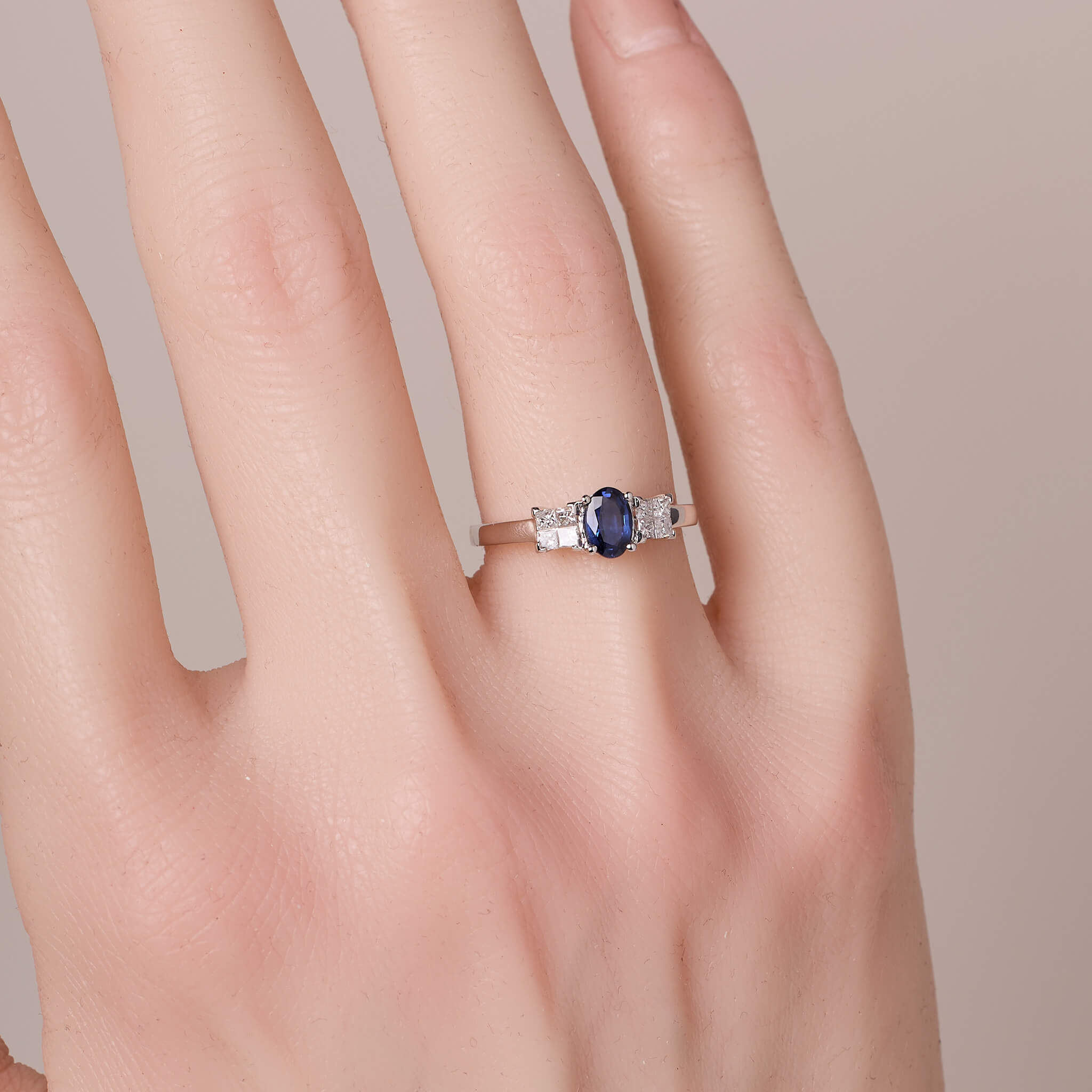 0.56 ct.tw. Natural Blue Sapphire &amp; Diamond Ring - Jewelry And Store