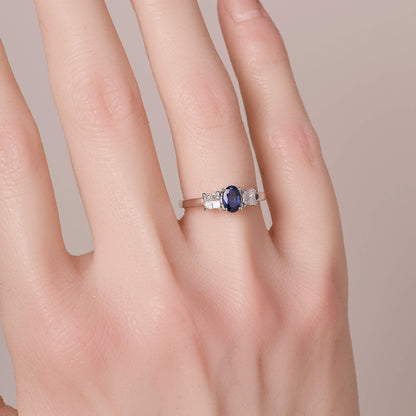 0.56 ct.tw. Natural Blue Sapphire &amp; Diamond Ring - Jewelry And Store