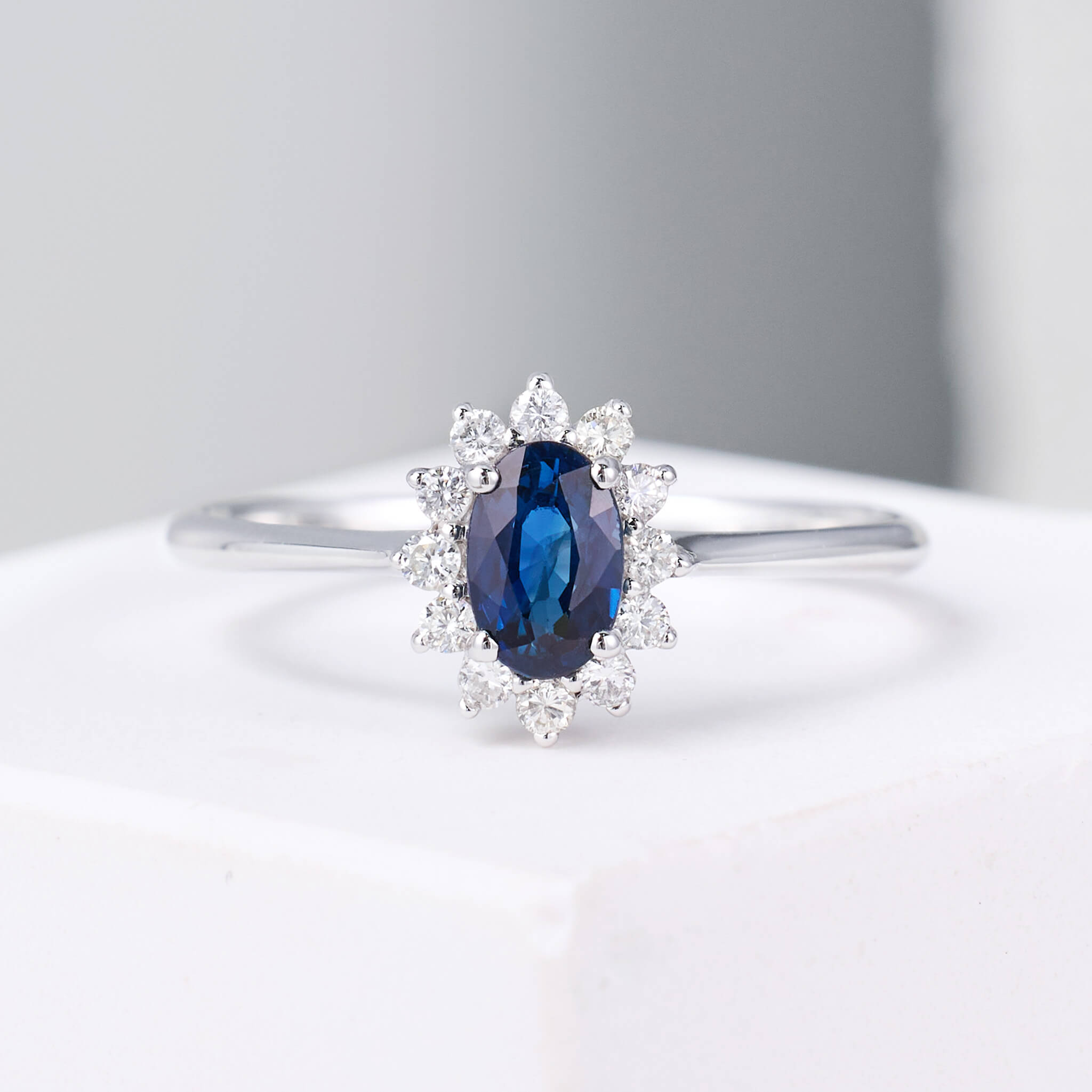 0.54 ct.tw. Vintage - styled Natural Blue Sapphire &amp; Diamond Ring - Jewelry And Store