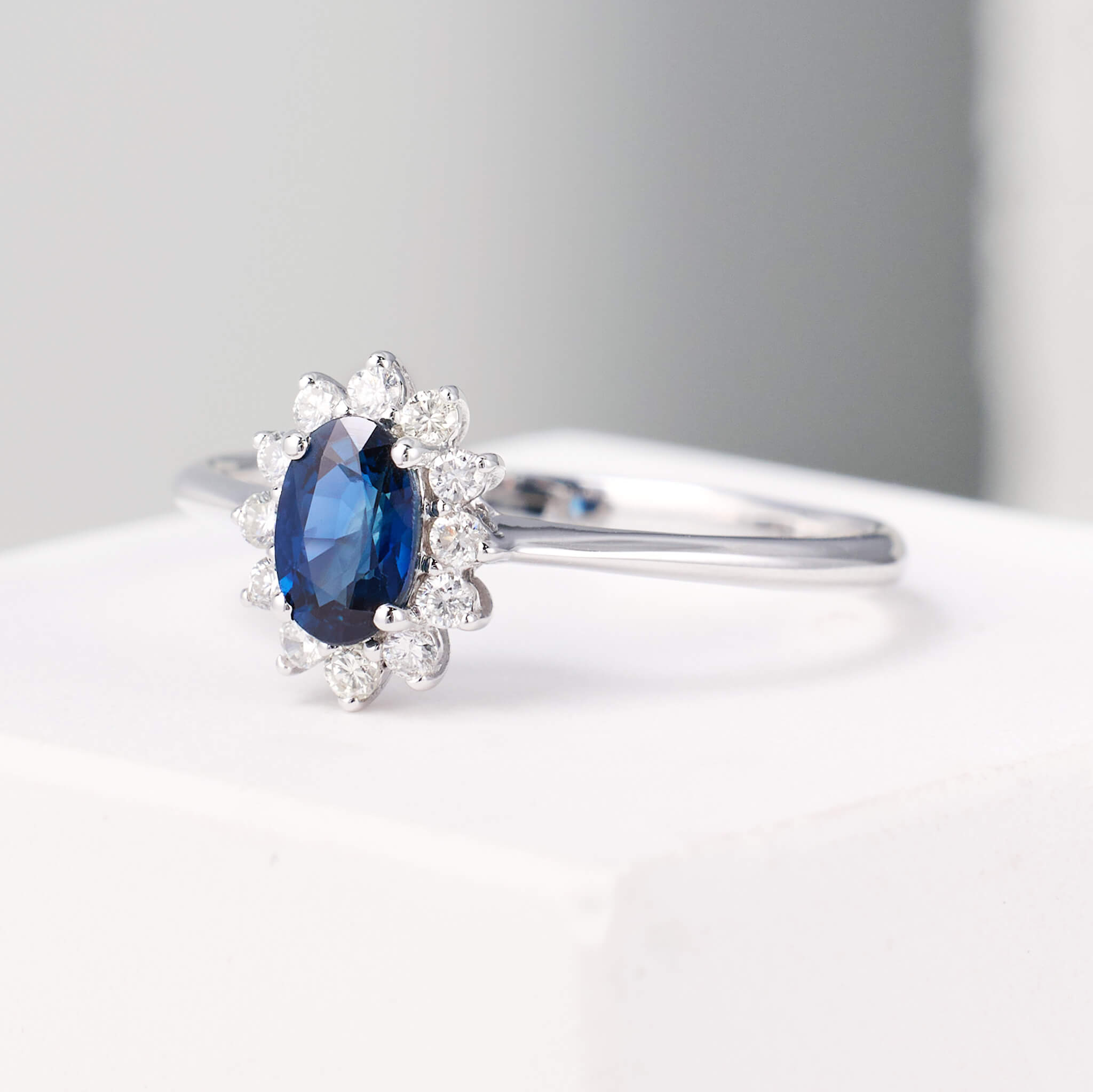 0.54 ct.tw. Vintage - styled Natural Blue Sapphire &amp; Diamond Ring - Jewelry And Store