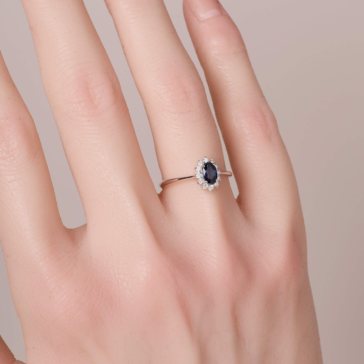 0.54 ct.tw. Vintage - styled Natural Blue Sapphire &amp; Diamond Ring - Jewelry And Store