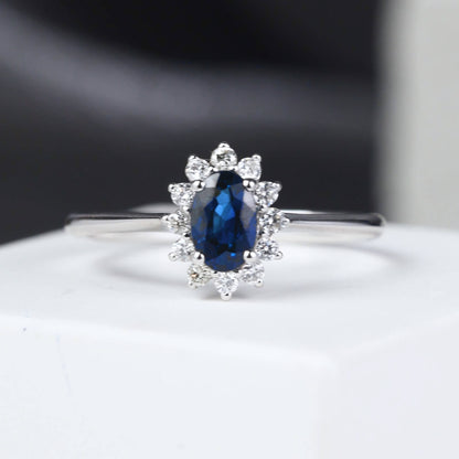 0.54 ct.tw. Vintage - styled Natural Blue Sapphire &amp; Diamond Ring - Jewelry And Store