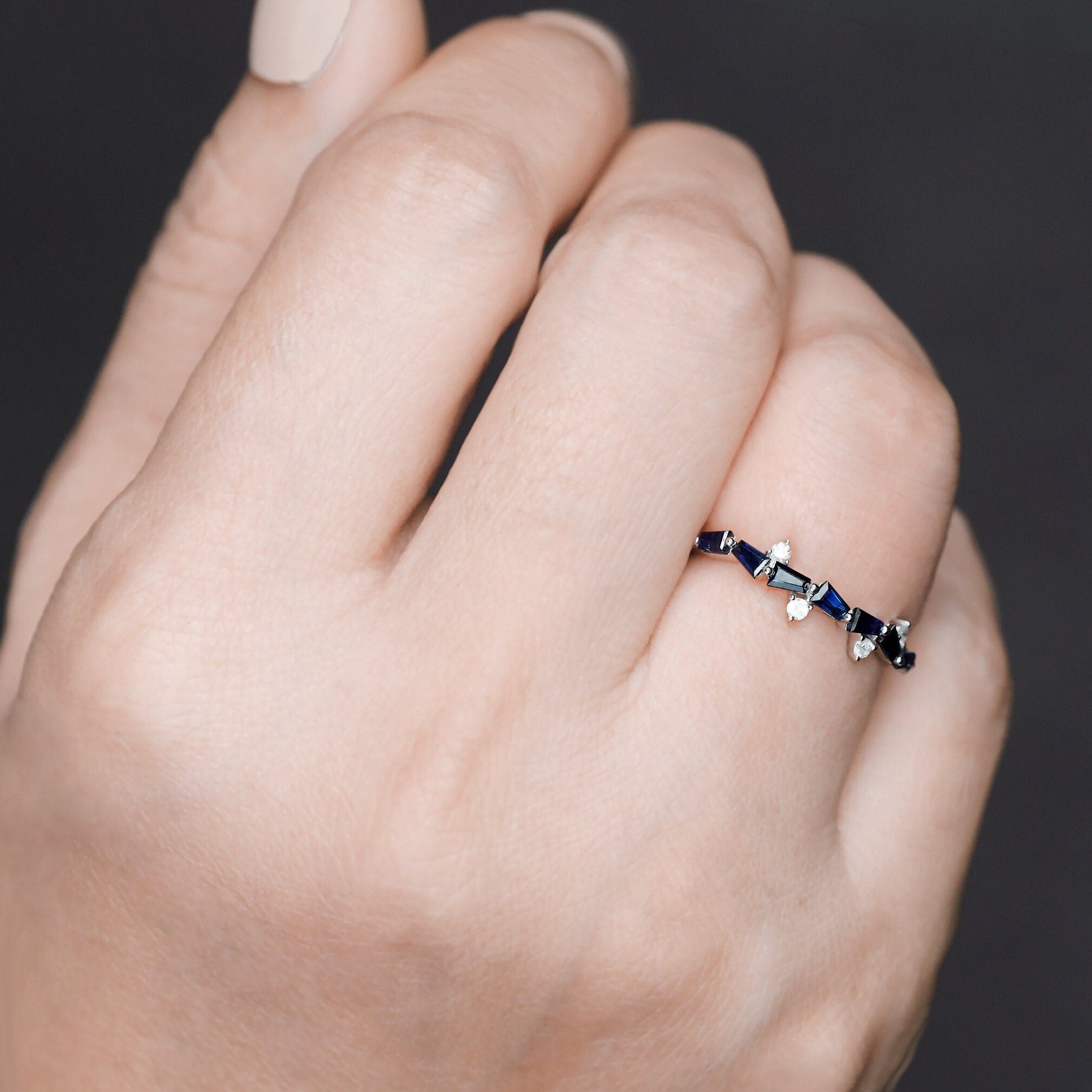 Petite Diamond and Gemstone Stackable Ring - Jewelry And Store