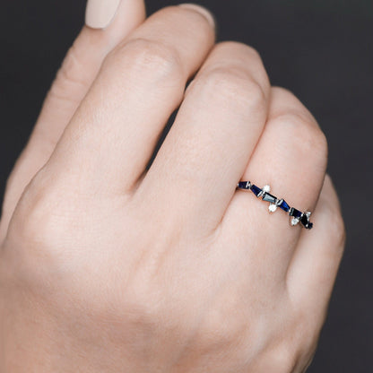 Petite Diamond and Gemstone Stackable Ring - Jewelry And Store