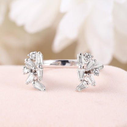 Blue Sapphire &amp; Diamond Open Ring