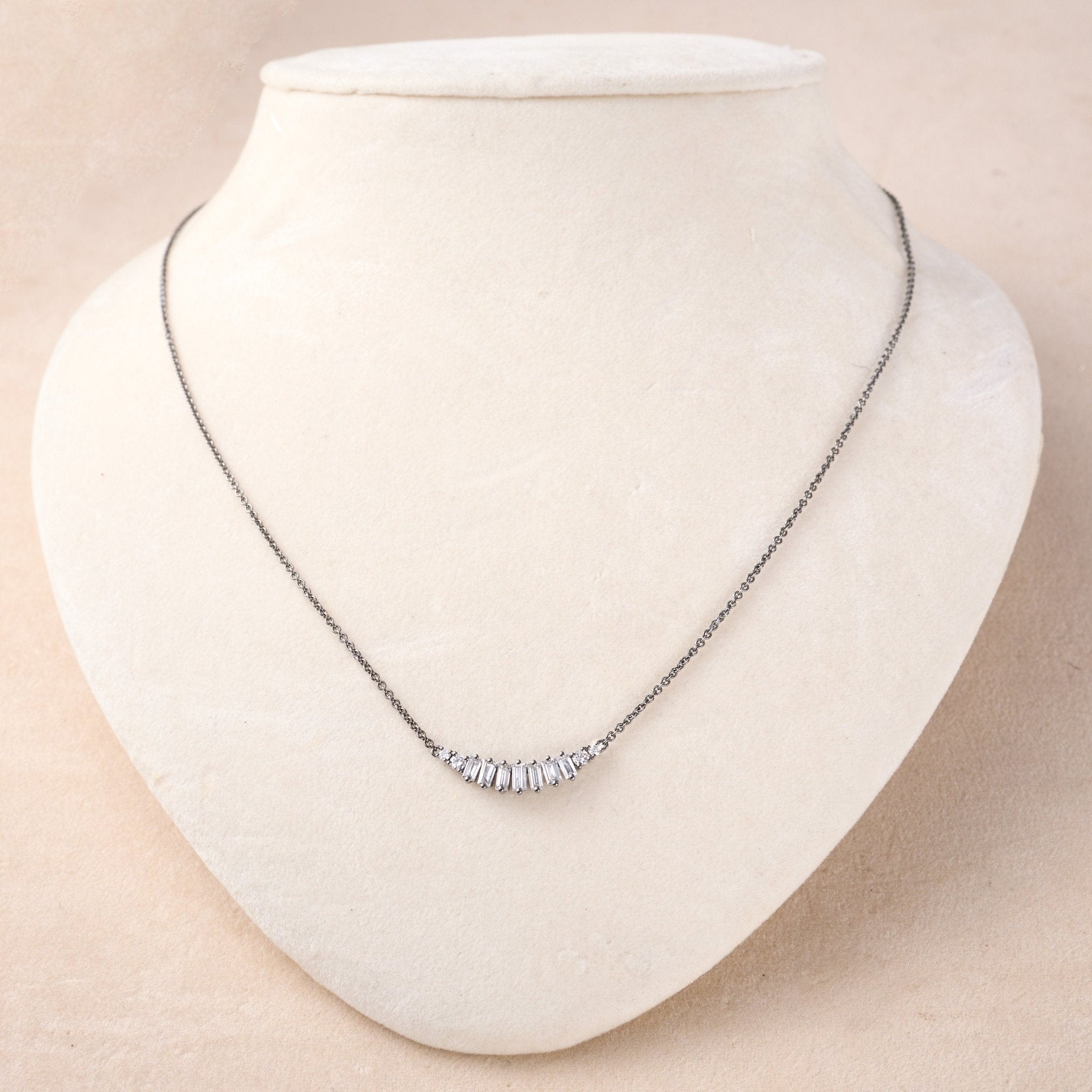 Diamond Graduating Curved Necklace - Jewelry And Store