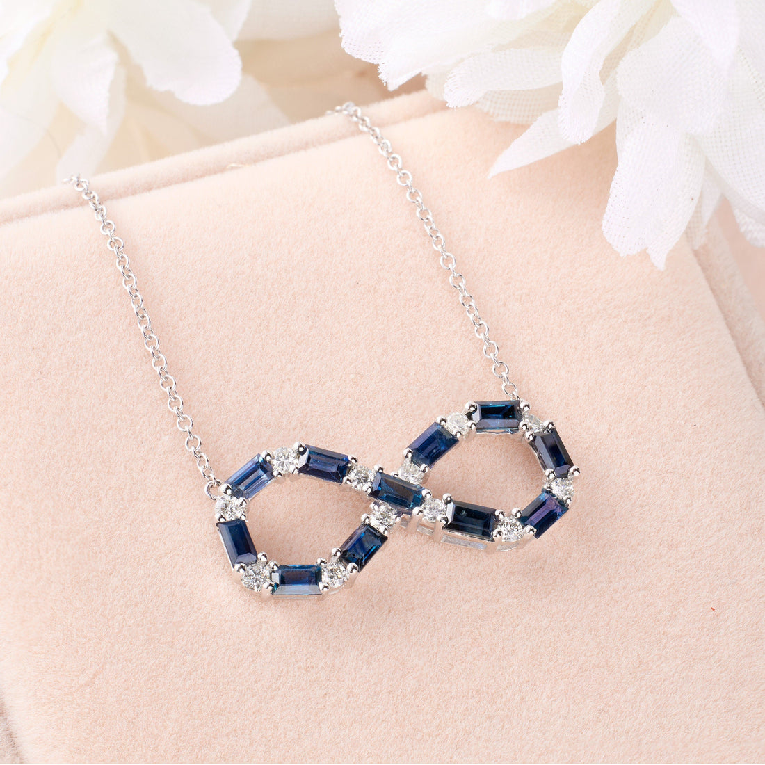 Diamond &amp; Sapphire Infinity Necklace