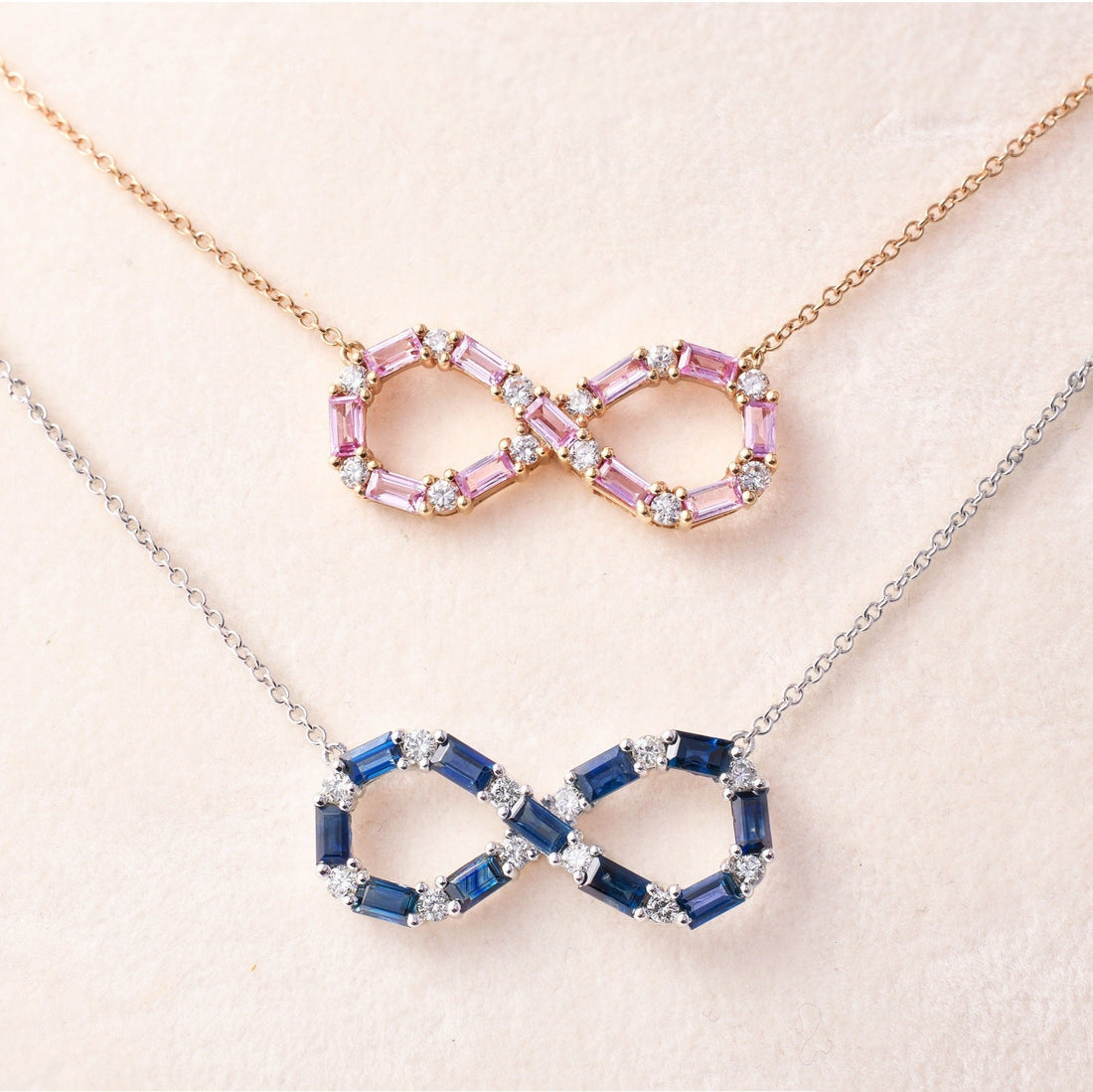 Diamond &amp; Sapphire Infinity Necklace