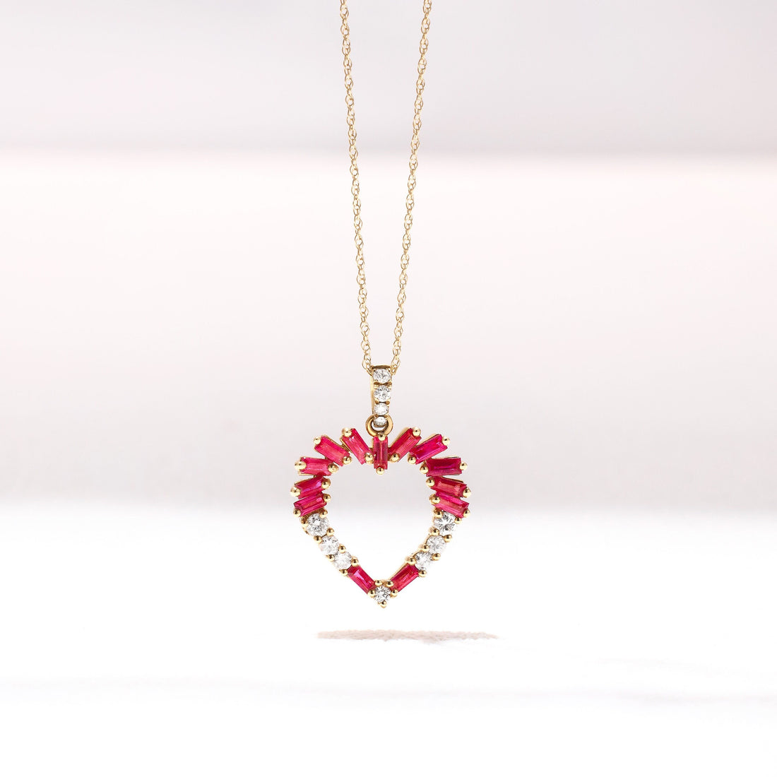 Heart Pendant with Ruby and Diamond