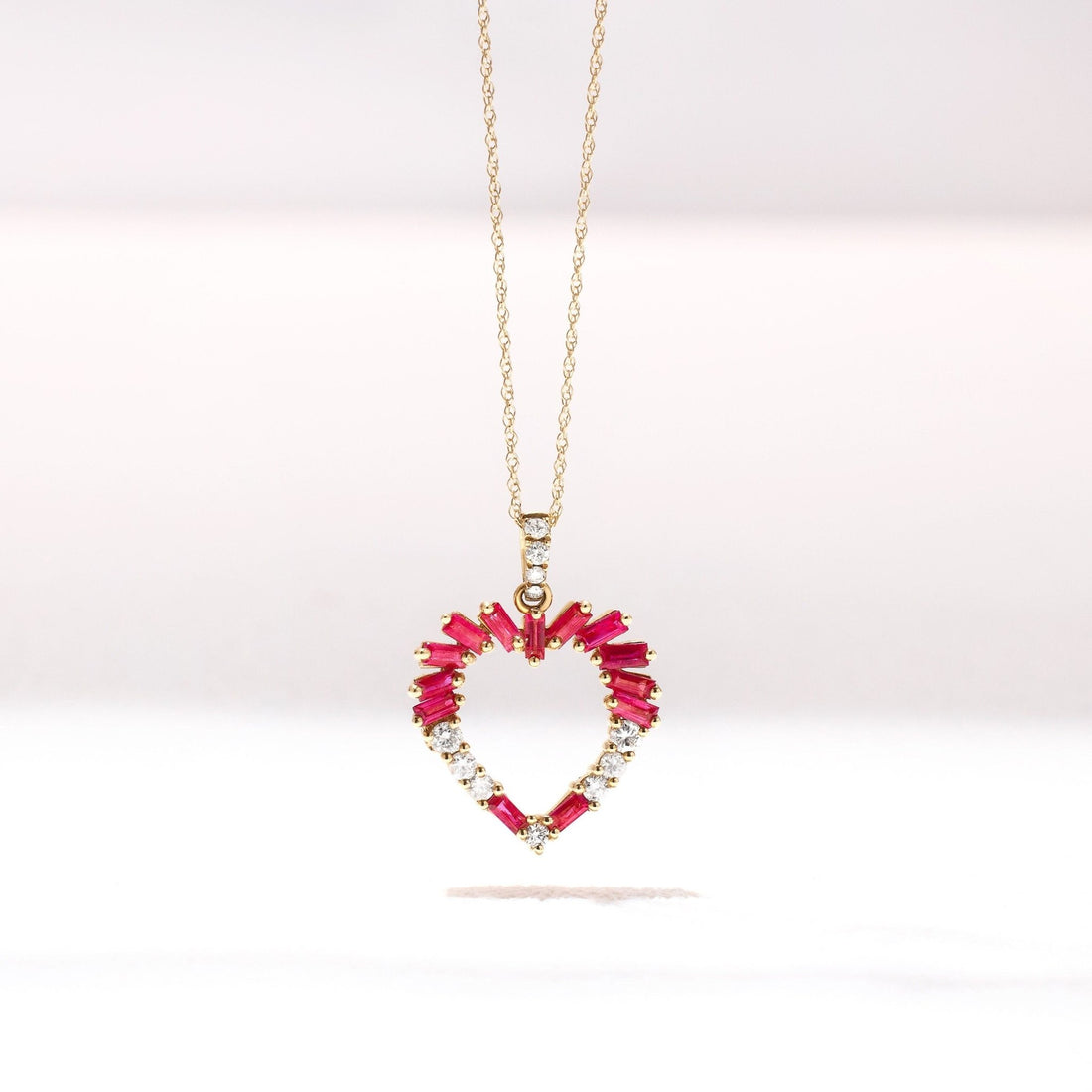 Heart Pendant with Ruby and Diamond - Jewelry And Store